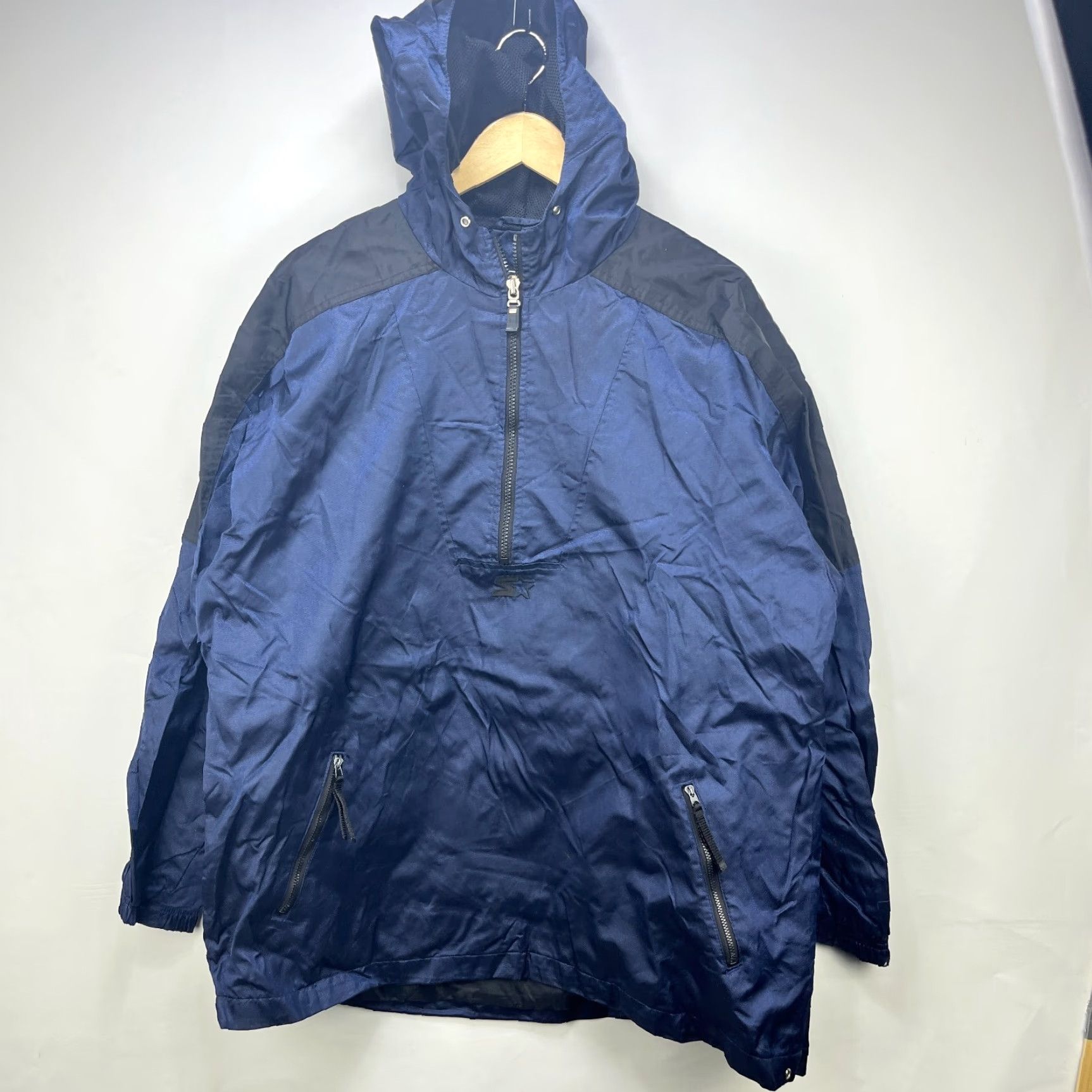 Starter VINTAGE Starter Jacket Windbreaker Pullover Hooded Anorak Nylon Blue Large Mens Size US L / EU 52-54 / 3 - 2 Thumbnail
