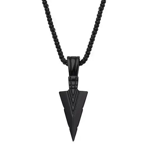 Jewelry Men's Fashion Arrow Head Pendant Long Chain Necklace Size ONE SIZE - 3 Thumbnail