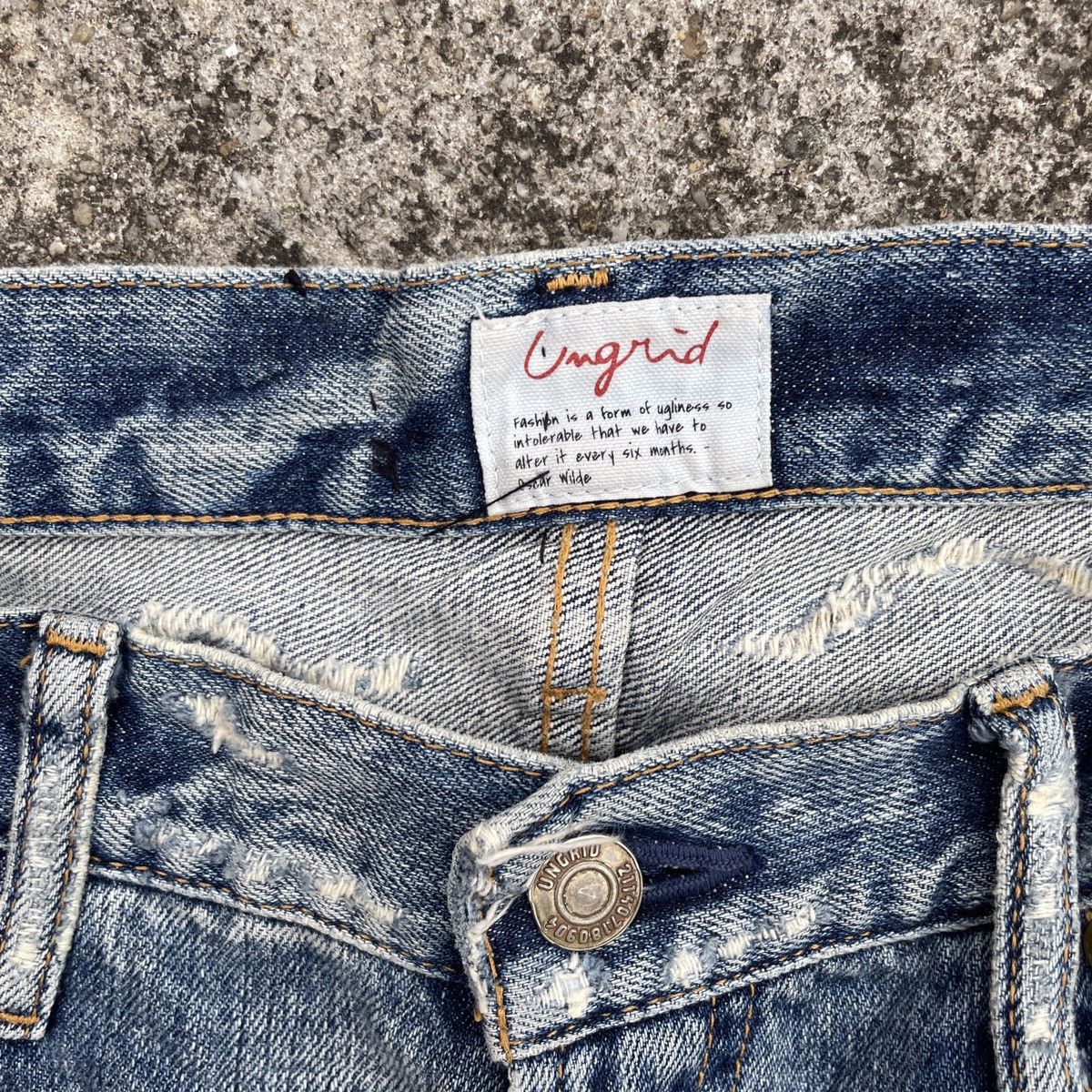 Japanese Brand Vintage Ungrid Distressed Denim Jeans Size 30" / US 8 / IT 44 - 5 Thumbnail
