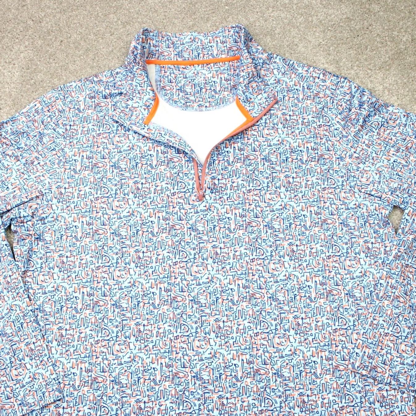 Vintage Maelreg Performance Sweatshirt Mens 2XL Blue/Orange Geometric Golf 1/4 Zip L/S Size US XXL / EU 58 / 5 - 6 Thumbnail