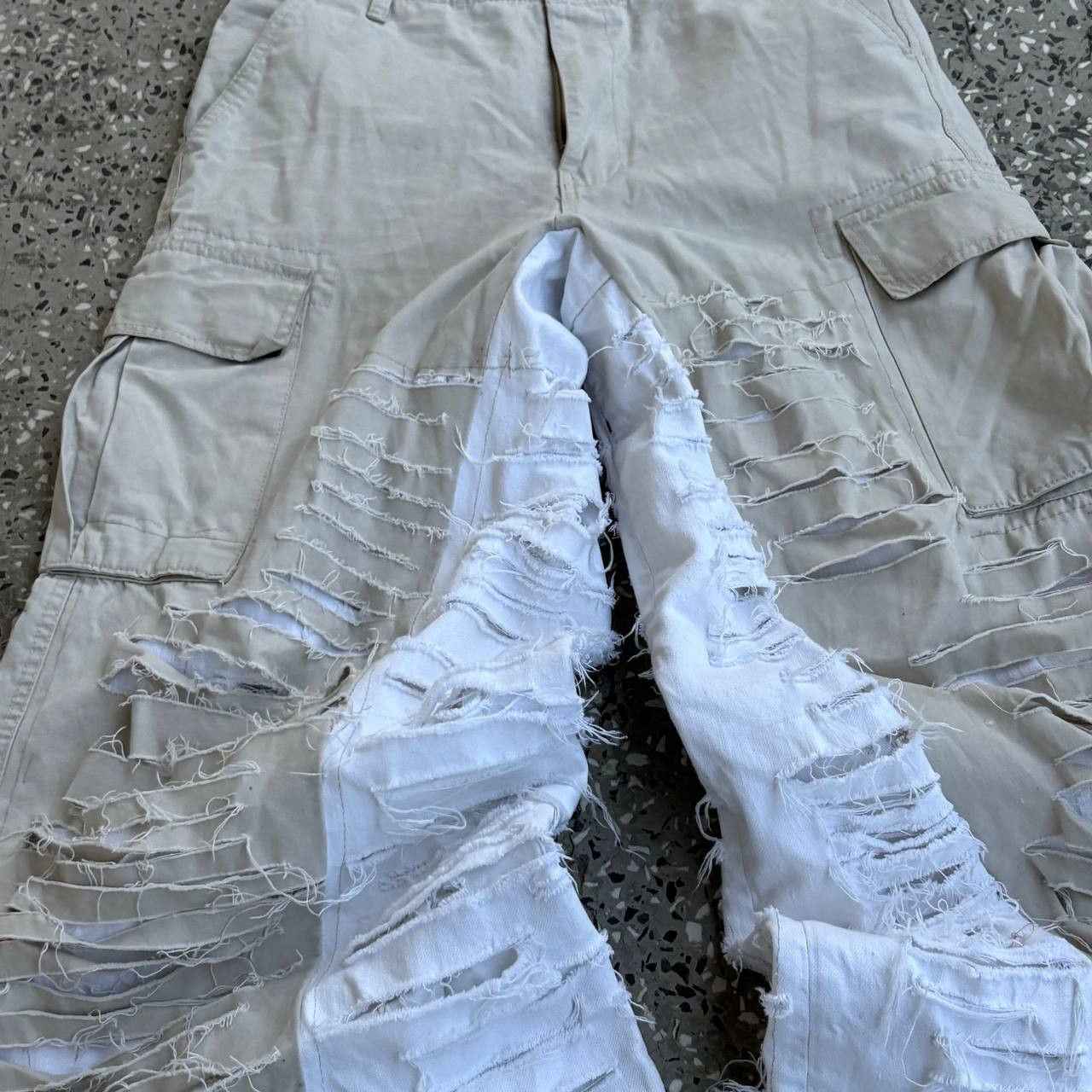 Japanese Brand Custom white Baggy Distressed Jeans Painted Wide Leg Size US 31 - 3 Thumbnail