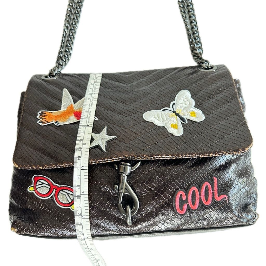 Rebecca Minkoff Rebecca Minkoff Edie Chevron Brown Leather Crossbody Bag Size ONE SIZE - 19 Thumbnail