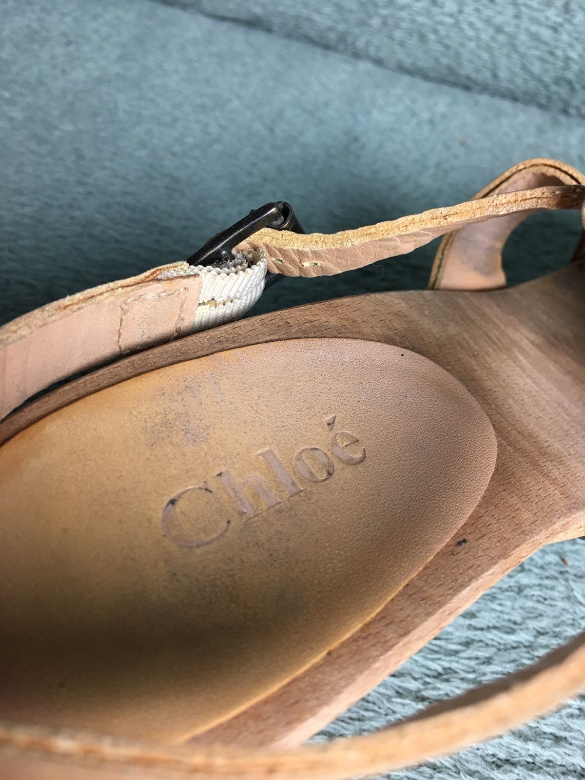 Chloe Chloé Chloe Strappy Sandals Beige Leather Wood Platform EU39 Size US 9 / IT 39 - 7 Thumbnail