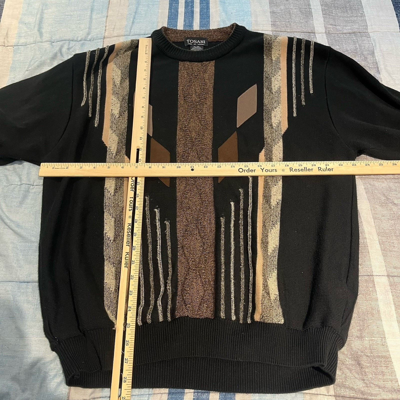 Other VTG Tosani Men's XL black/brown long sleeve crewneck sweater Size US XL / EU 56 / 4 - 3 Thumbnail
