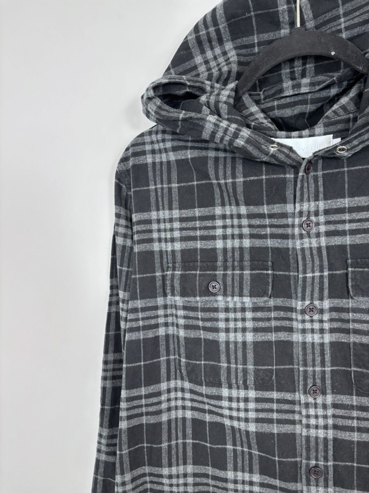 thisisneverthat thisisneverthat Grey/Black Plaid Check Hooded Flannel Shirt Size US S / EU 44-46 / 1 - 6 Thumbnail