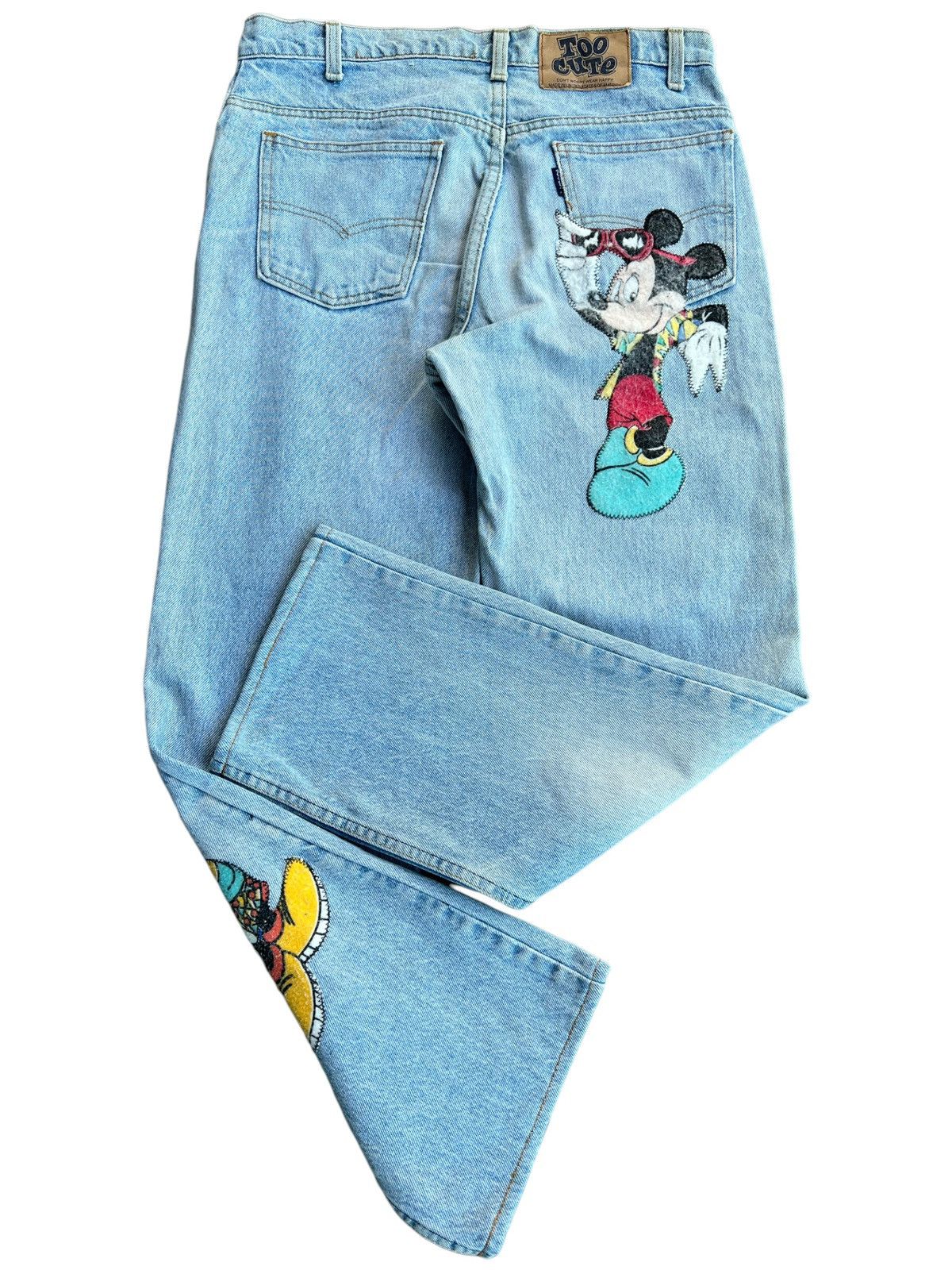 Levi's Vintage Clothing × Too Cute Guetta Bros. 🔥Vtg 90s Levis Too Cute Micky Mouse Patches Distressed Jeans Size US 31 - 15 Thumbnail
