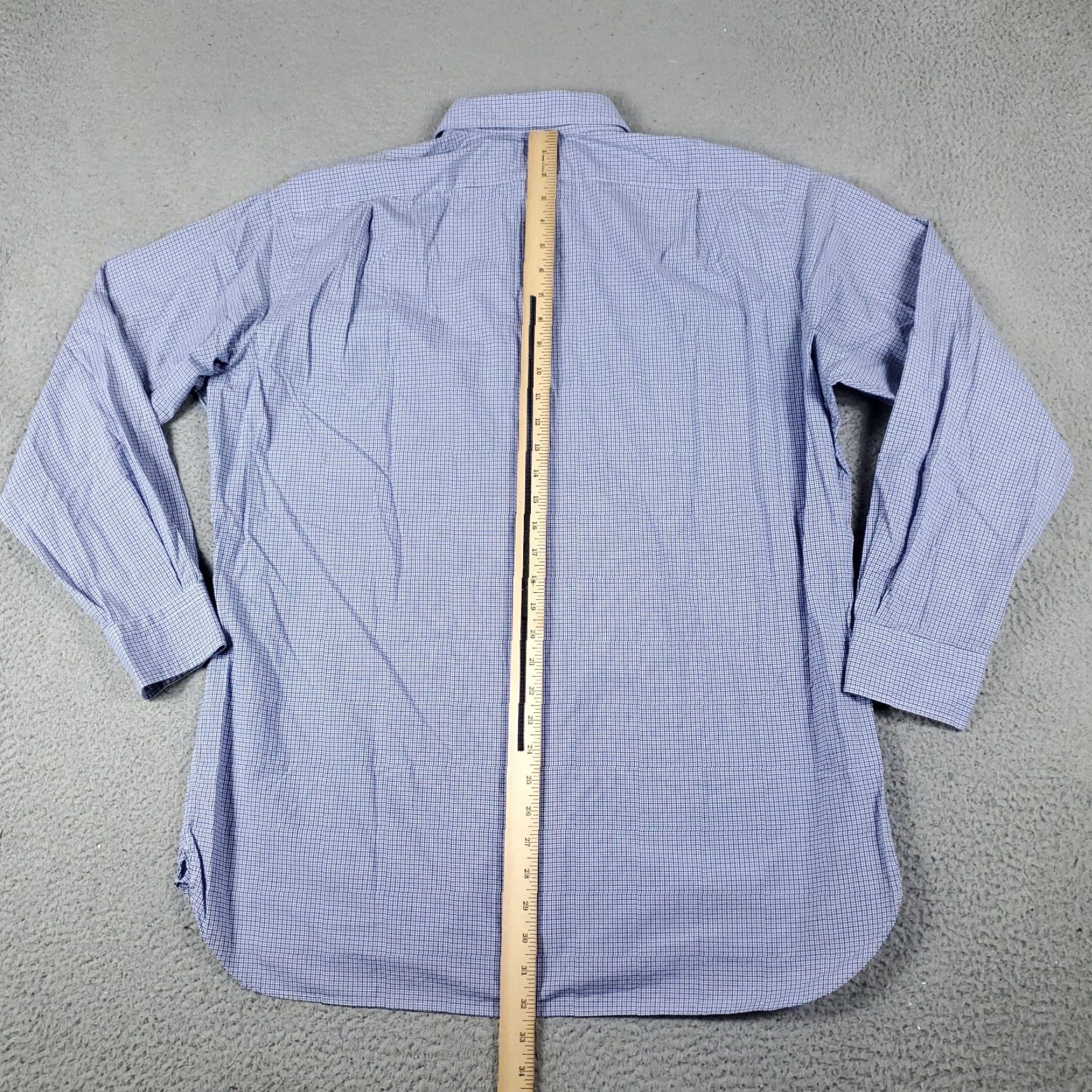 Ralph Lauren Ralph Lauren Shirt Mens Dress Blue Plaid 16.5 Button-Down Long Sleeve Cotton 100% Classic Non-Iron Pockets Size 42R - 3 Thumbnail