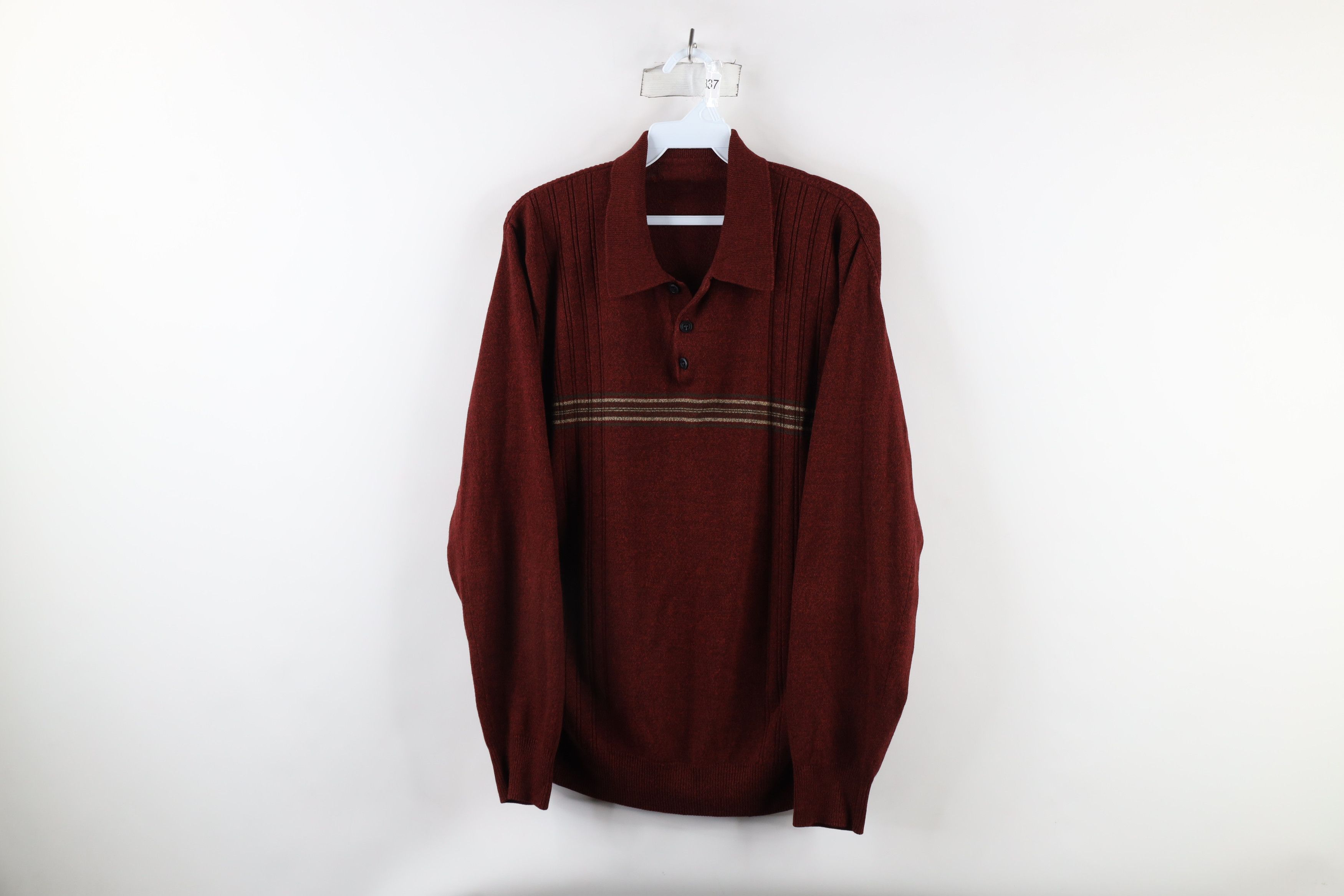 Vintage Vintage 90s Streetwear Ribbed Knit Collared Pullover Sweater Size US L / EU 52-54 / 3 - 1 Thumbnail