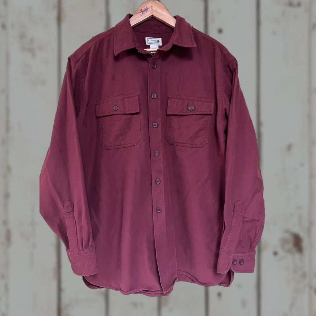 Vintage L.L. Bean Shirt Button-Up Long Sleeve Mens Red Cotton Workwear Casual Brick Sportsman 0 MT03 Regular Size L Size US L / EU 52-54 / 3 - 1 Thumbnail