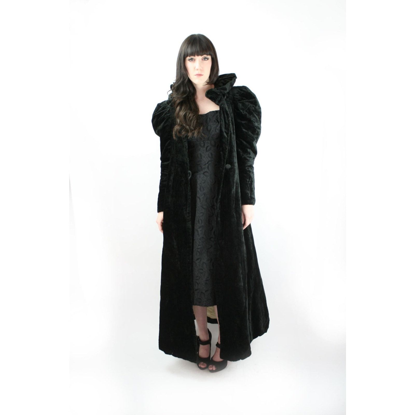 Other Vtg Elizabethian GOTHIC Princess Puff Shoulder MAXI COAT XS Size XS / US 0-2 / IT 36-38 - 2 Thumbnail