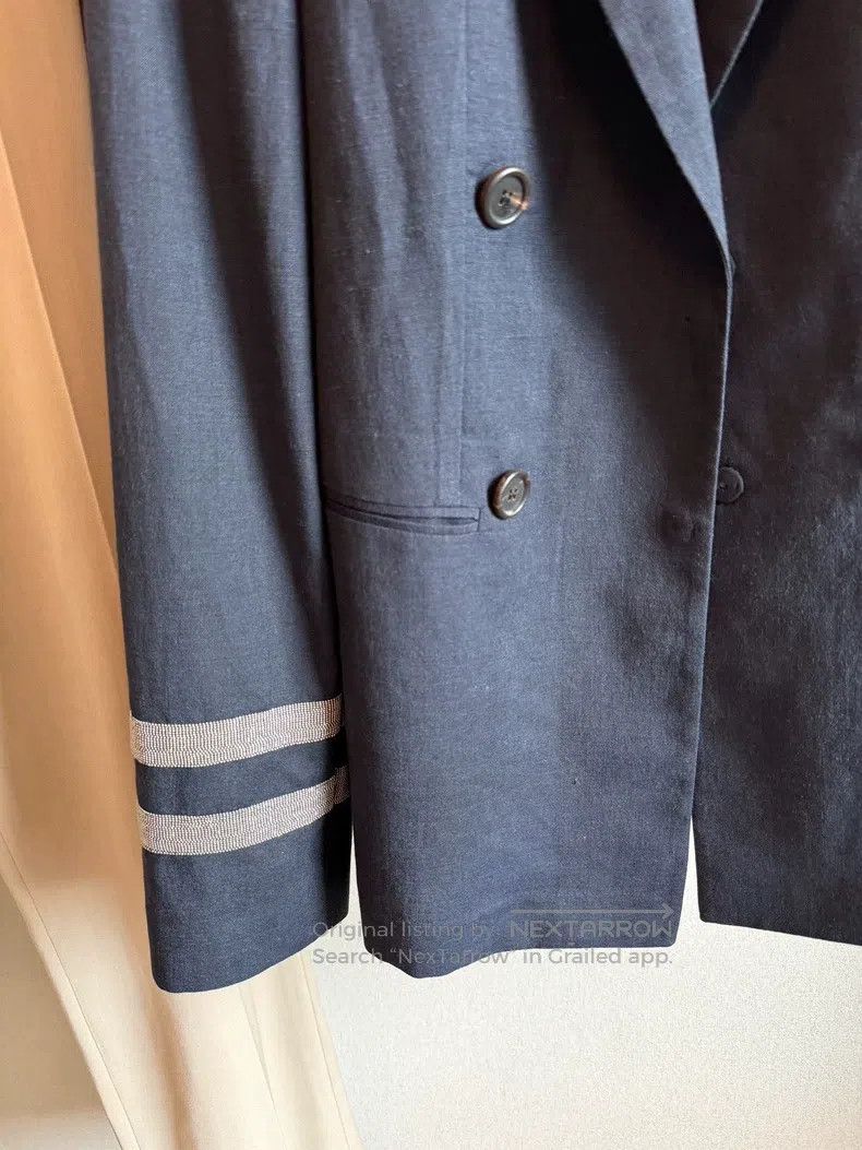 Brunello Cucinelli Brunello Cucinelli Beaded Wool Linen Blazer Jacket Size S / US 4 / IT 40 - 3 Thumbnail