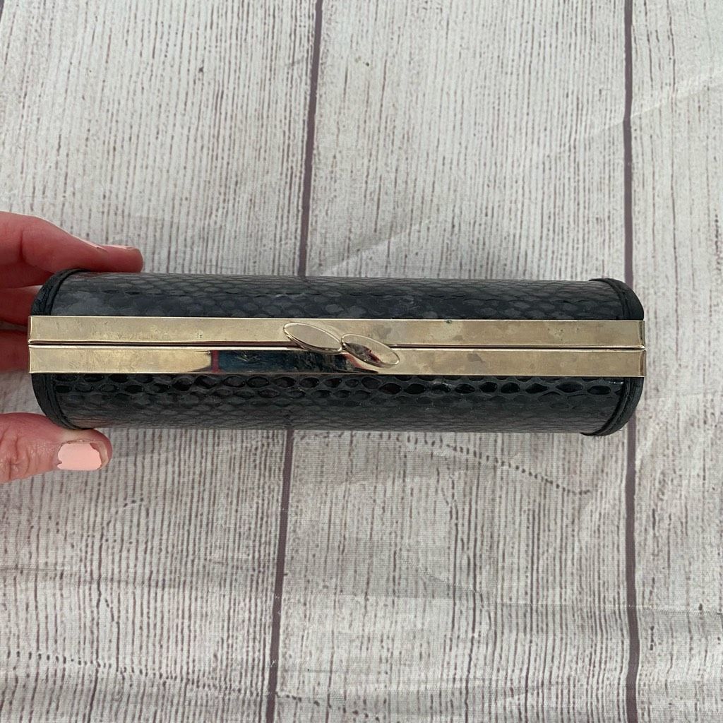 Other Clutch snake print with latch close top clutch 6”x3” black & Size ONE SIZE - 4 Thumbnail
