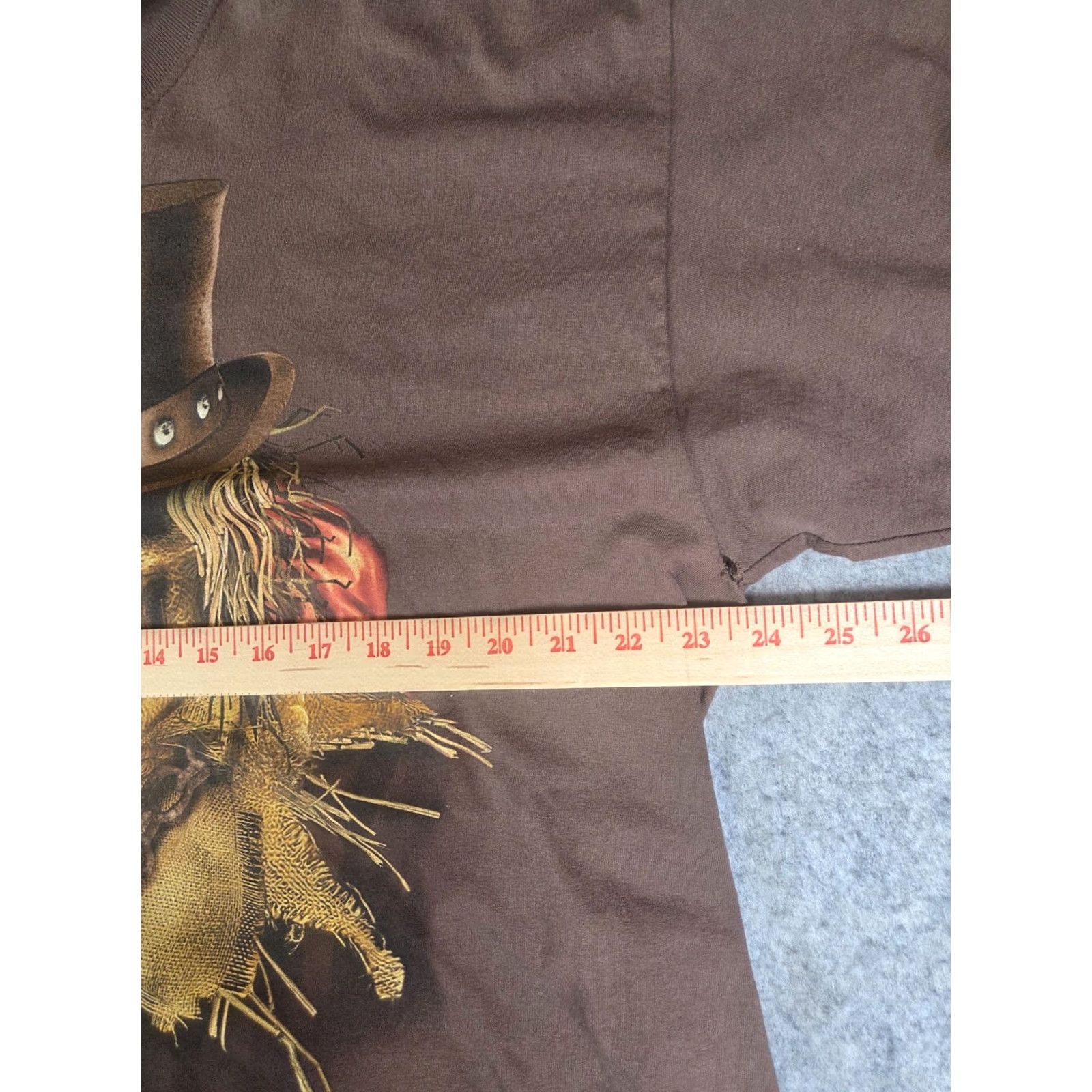 Vintage Halloween Scarecrow Skull T-Shirt Brown XL Crew Neck Short Sleeve Graphic Tee Men Distressed Poker Cards Size US XL / EU 56 / 4 - 7 Thumbnail