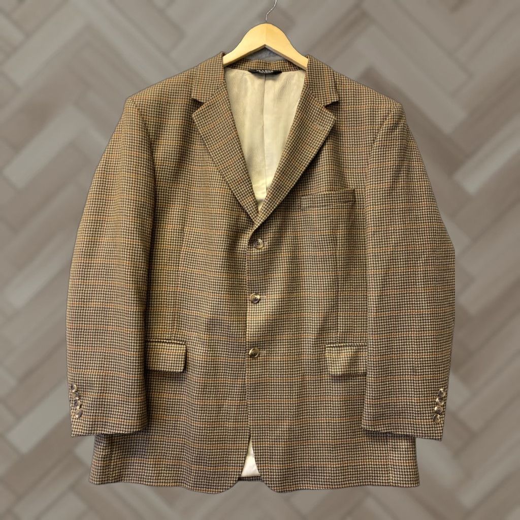 Jos. A. Bank JOS.A.BANK VINTAGE 46 Regular Wool Plaid Blazer Sport Coat Men's Brown Houndstooth Tuxedo Size 46R - 1 Thumbnail