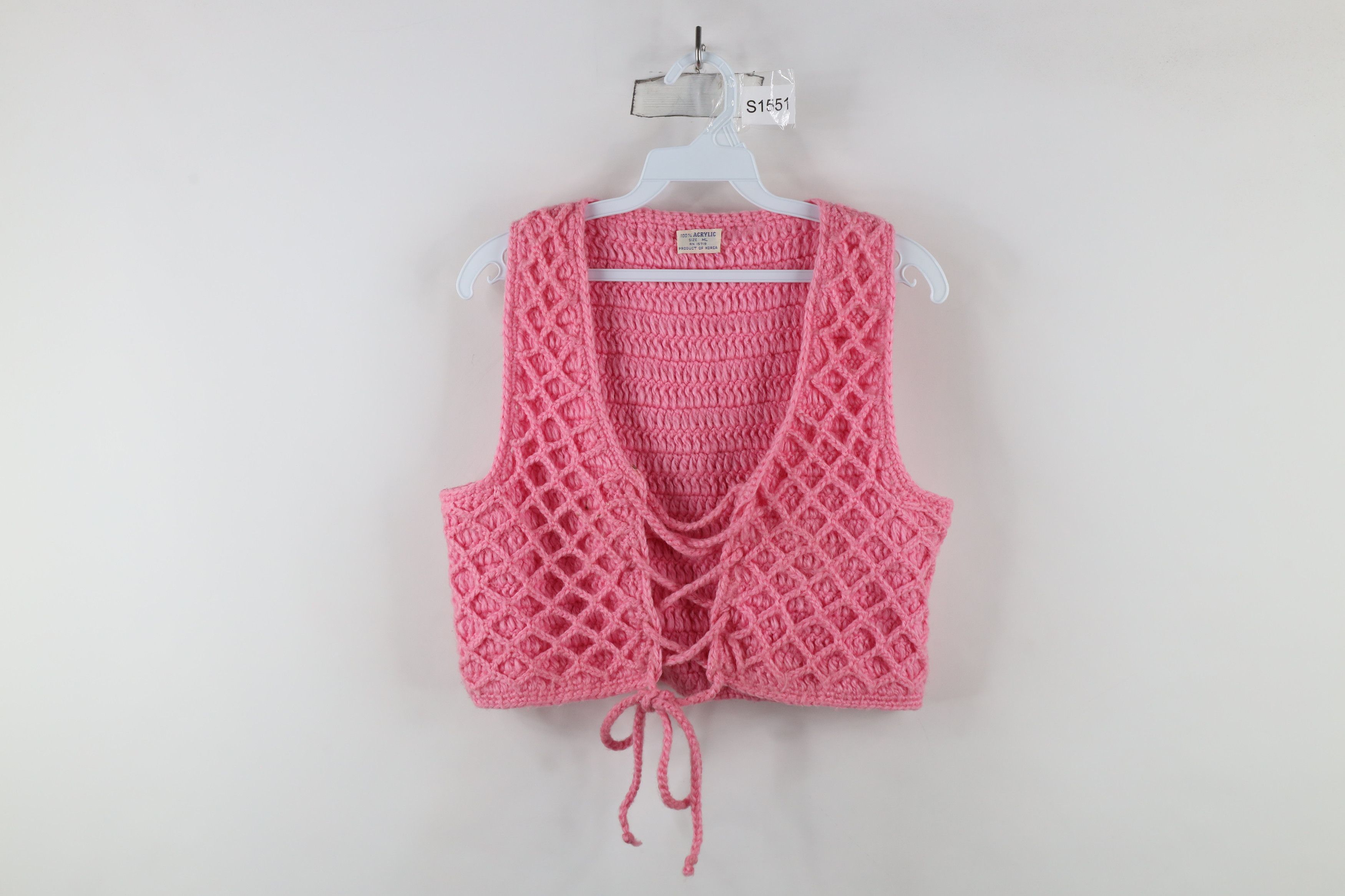 Vintage Vintage 60s Streetwear Cable Knit Tie Front Sweater Vest Size M / US 6-8 / IT 42-44 - 1 Thumbnail