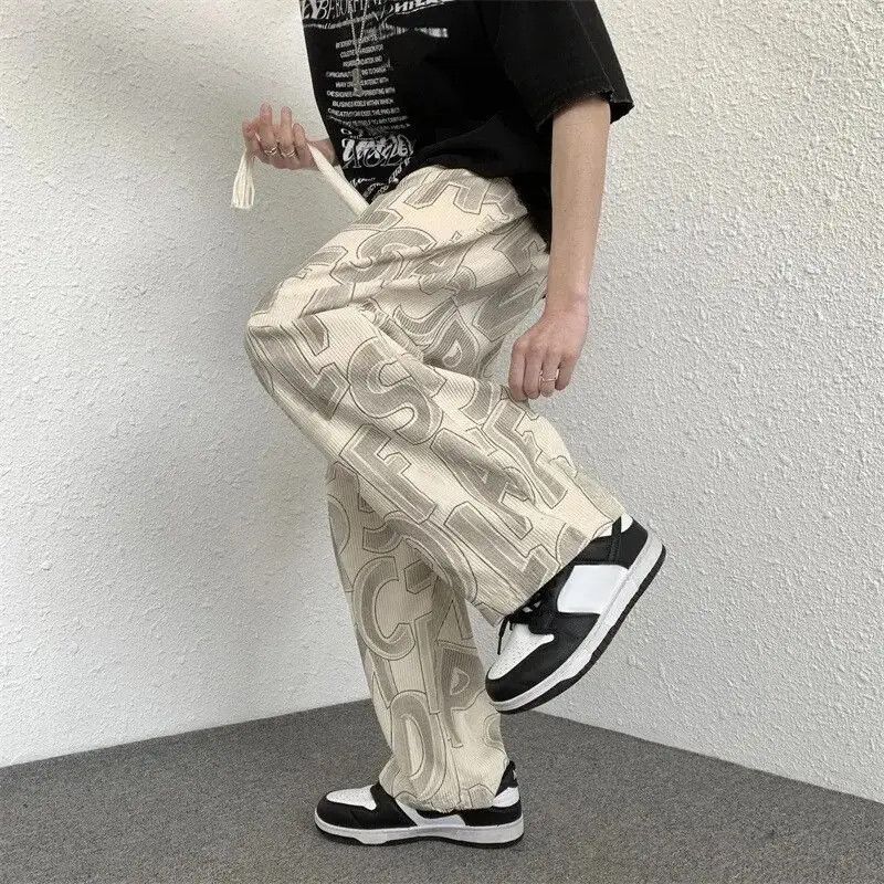 Japanese Brand × Vintage Punk rock Abstract Alphabet Print Drawstring Wide Leg Pants Size US 31 - 3 Thumbnail
