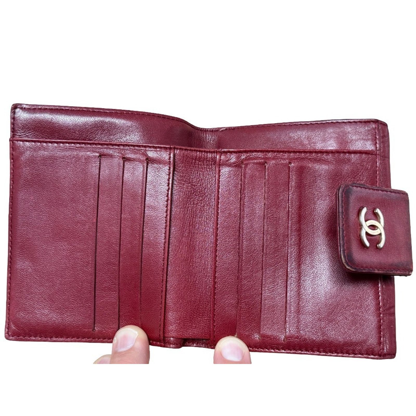 Chanel CHANEL l Icon Coco Women's Wallet Red Lambskin Bifold COA Size ONE SIZE - 5 Thumbnail