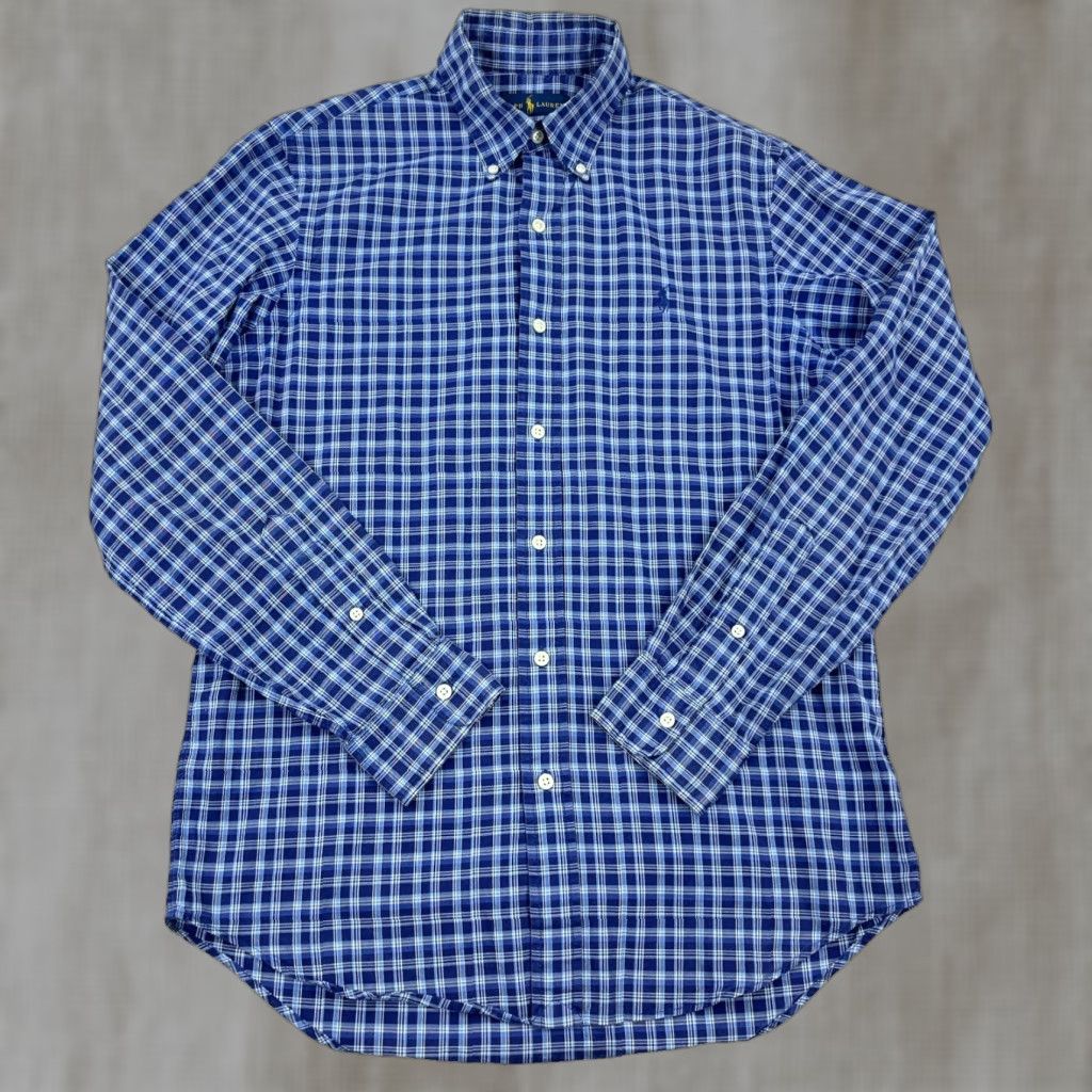 Ralph Lauren Ralph Lauren Shirt Men Small Blue Button Up Lightweight Plaid Oxford Cotton Button-Down Dress Casual Style Size 36R - 1 Thumbnail