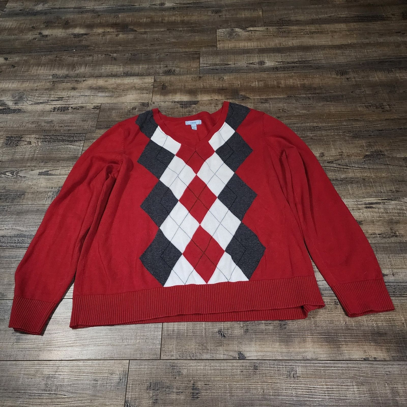 Izod Izod Argyle sweater womens size XXL red and black 2379 Size XXL / US 16-18 / IT 52-54 - 1 Thumbnail