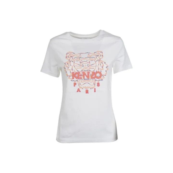 KENZO White Tiger Print Short Sleeve T-Shirt 0079