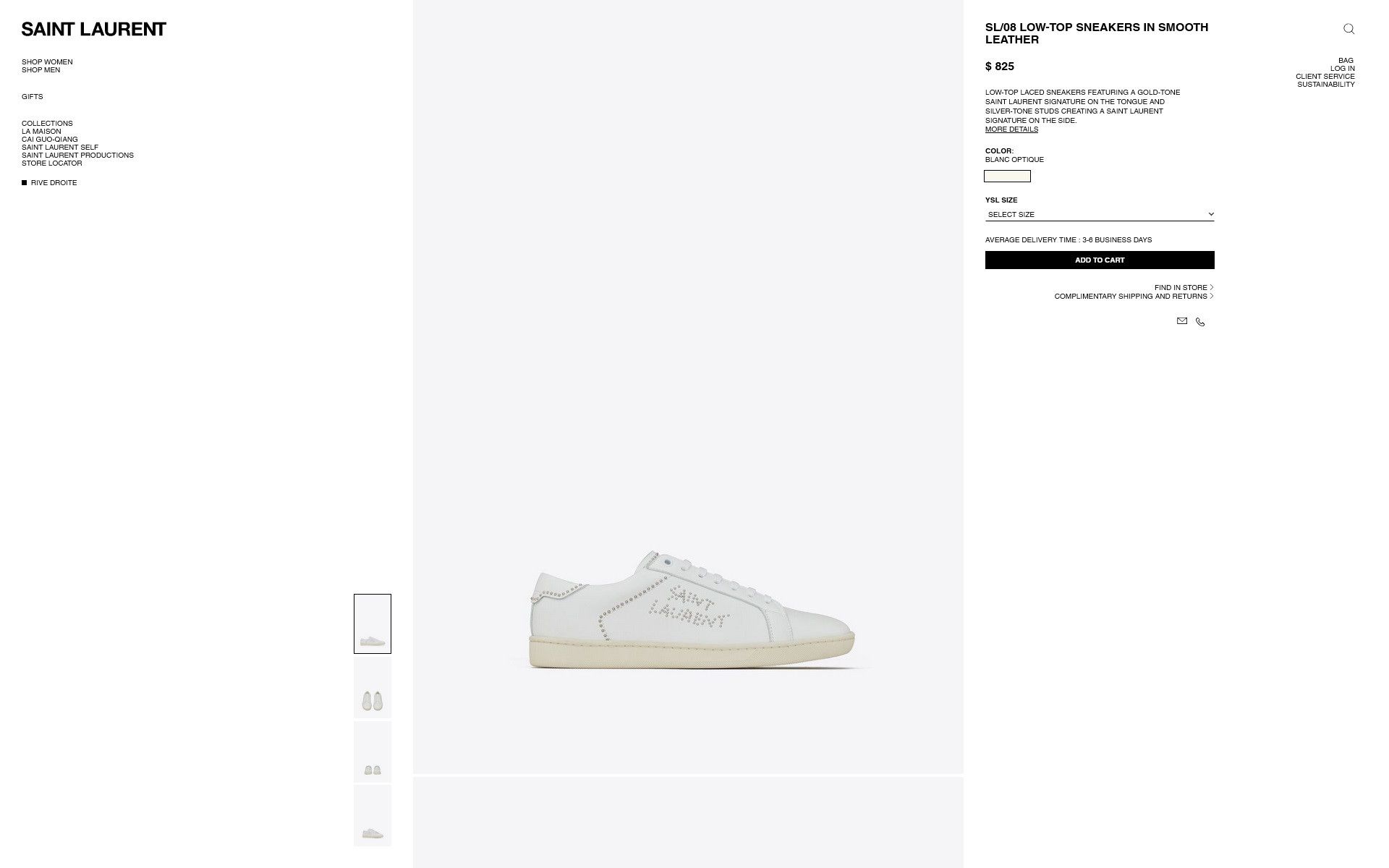 Saint Laurent Paris Saint Laurent SL/08 Sneakers - Studded White Calf Leather Size US 11 / EU 44 - 19 Thumbnail