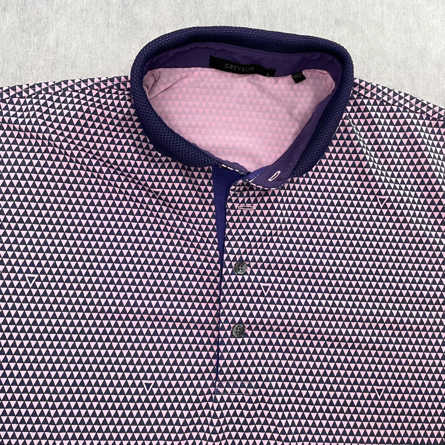 Vintage Greyson Polo Shirt Adult L Purple Pink Argyle Diamond Pattern Golf Stretch Logo Mens L Size US L / EU 52-54 / 3 - 3 Thumbnail