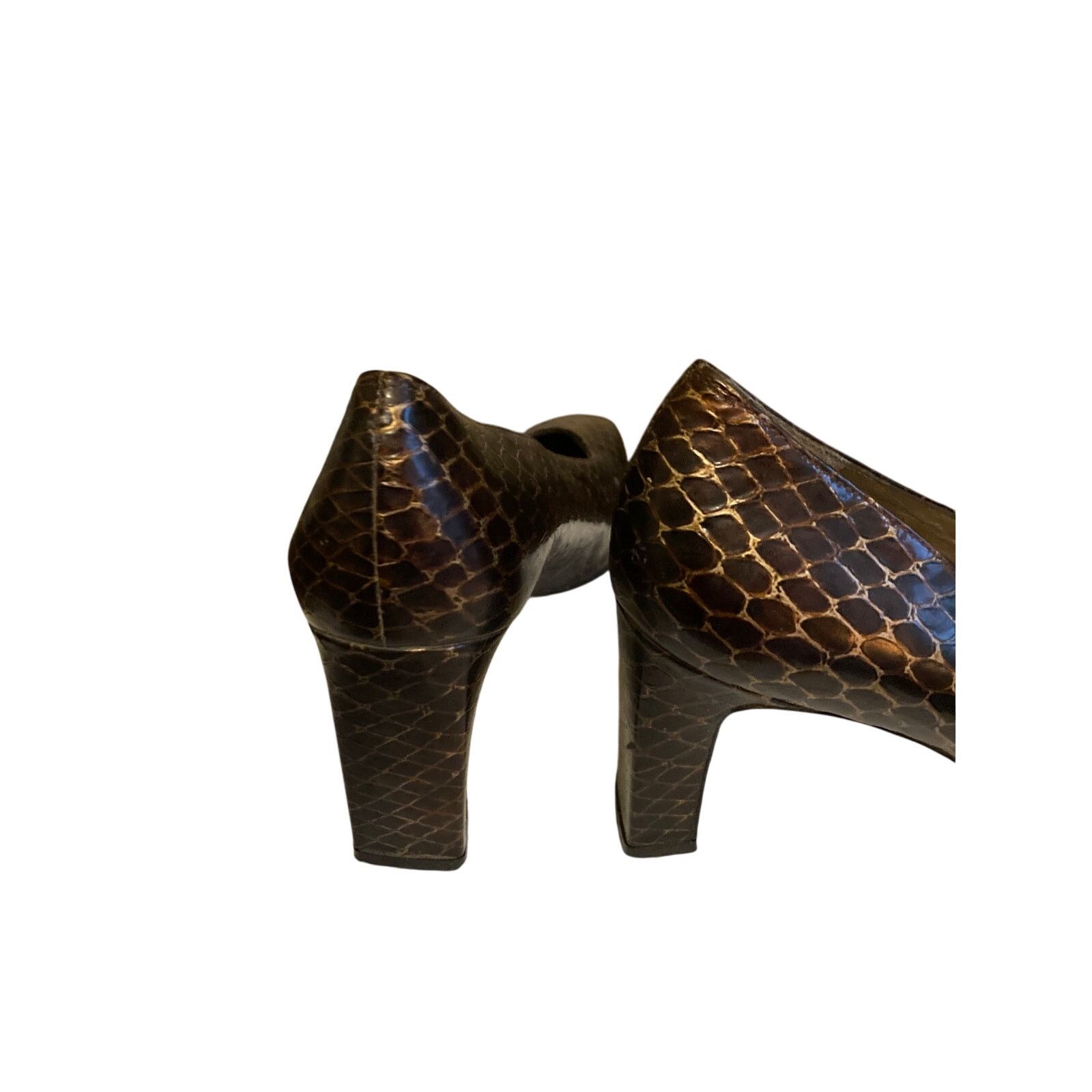 Stuart Weitzman STUART WEITZMAN – Embossed Leather Block Heels (Sz 8.5) Size US 8.5 / IT 38.5 - 2 Thumbnail