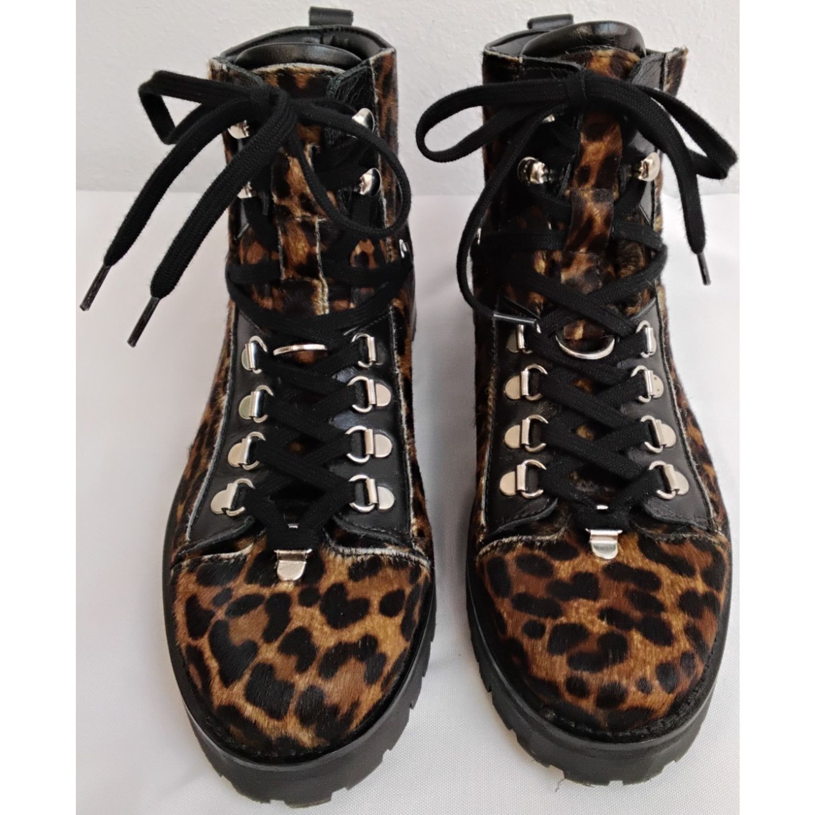 Allsaints All Saints Lia Leopard Combat Boots Women's 37 Calf Hair Size US 6.5 / IT 36.5 - 4 Thumbnail