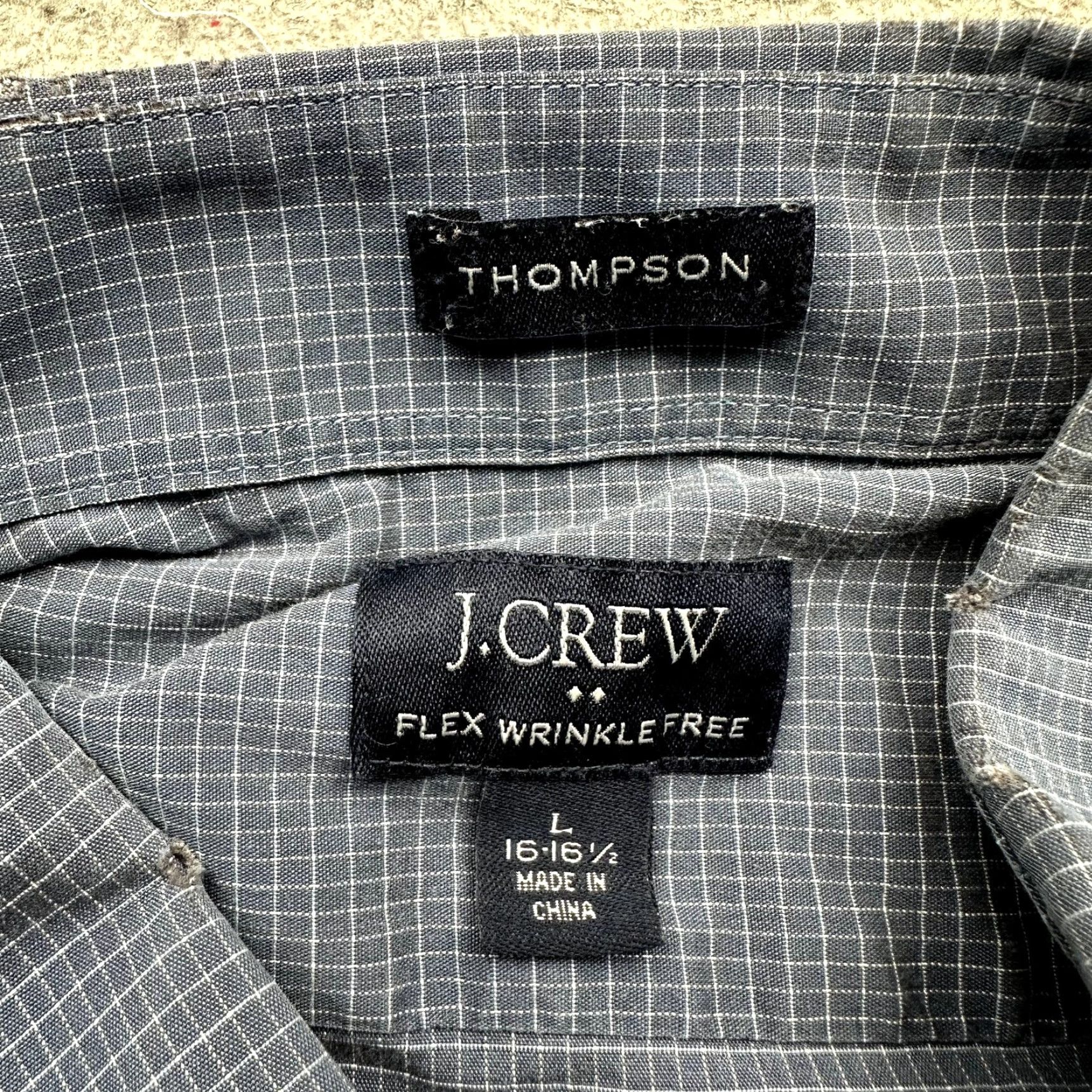 J.Crew J.CREW Thompson Wrinkle Free Grid Long Sleeve Button Up Shirt Mens Large 16-16.5 Blue Gray Size US L / EU 52-54 / 3 - 3 Thumbnail