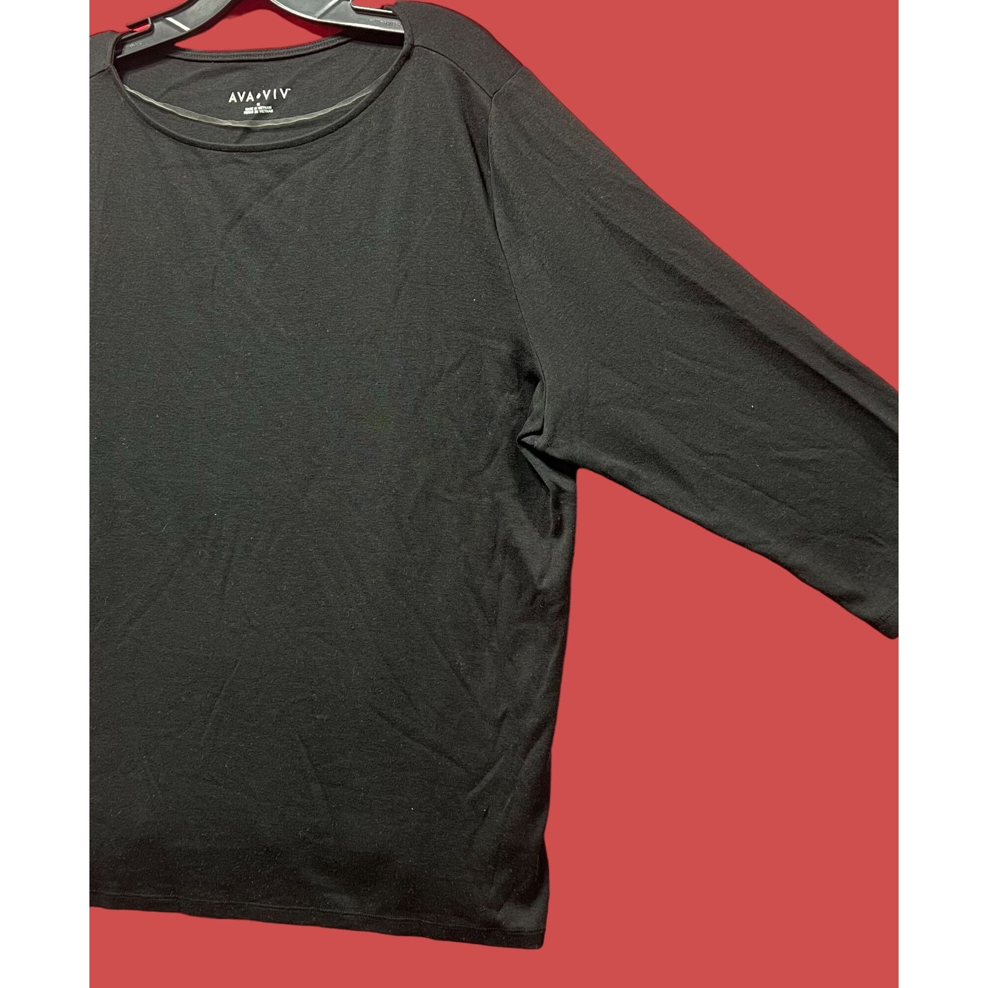 Other Ava & Viv - Women's 3/4 Sleeve Tunic T-Shirt - Black - 1X Size XL / US 12-14 / IT 48-50 - 17 Thumbnail