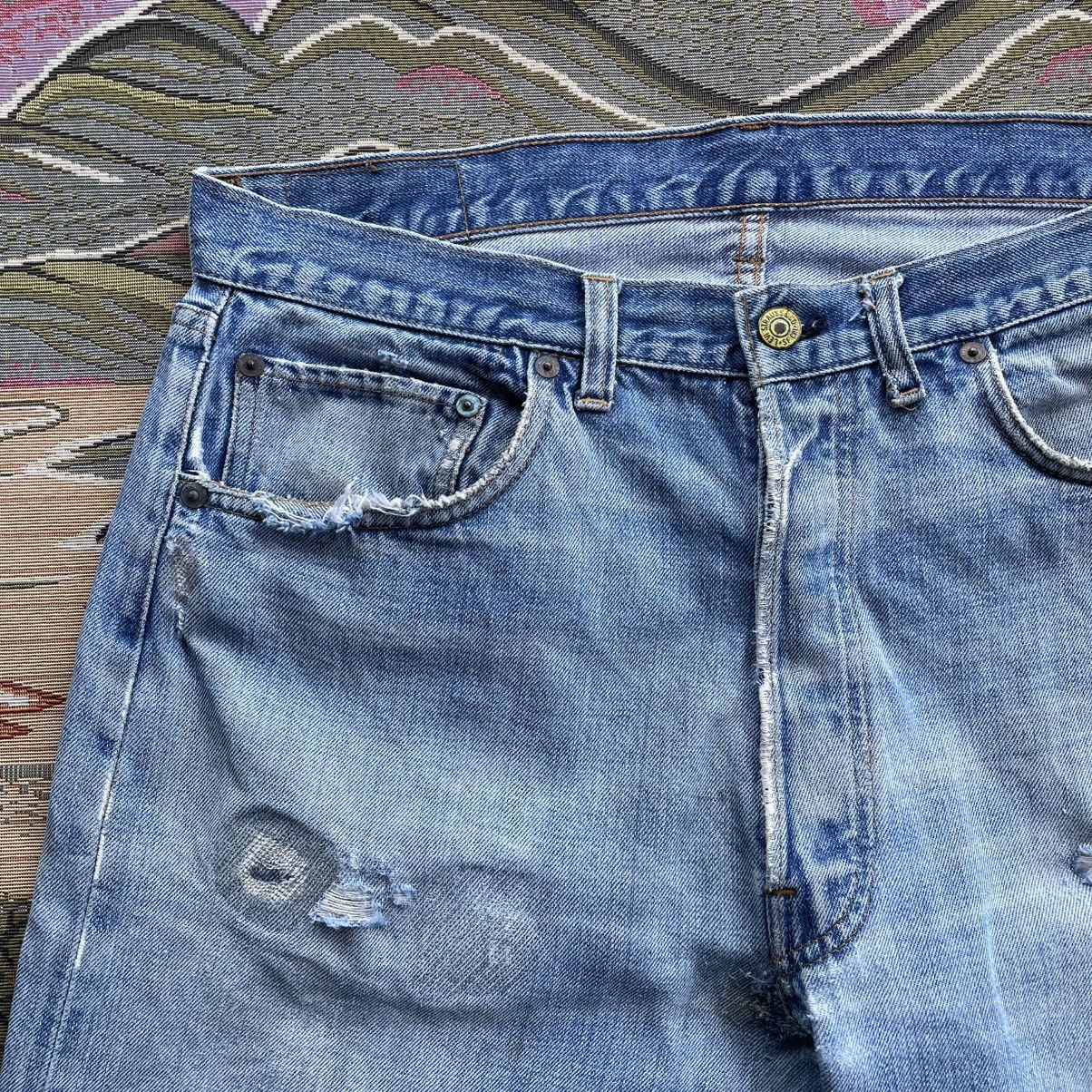 Levi's Thrashed Vintage Levi's 501 Rindem Button 6 Distressed Jeans Size US 34 / EU 50 - 3 Thumbnail