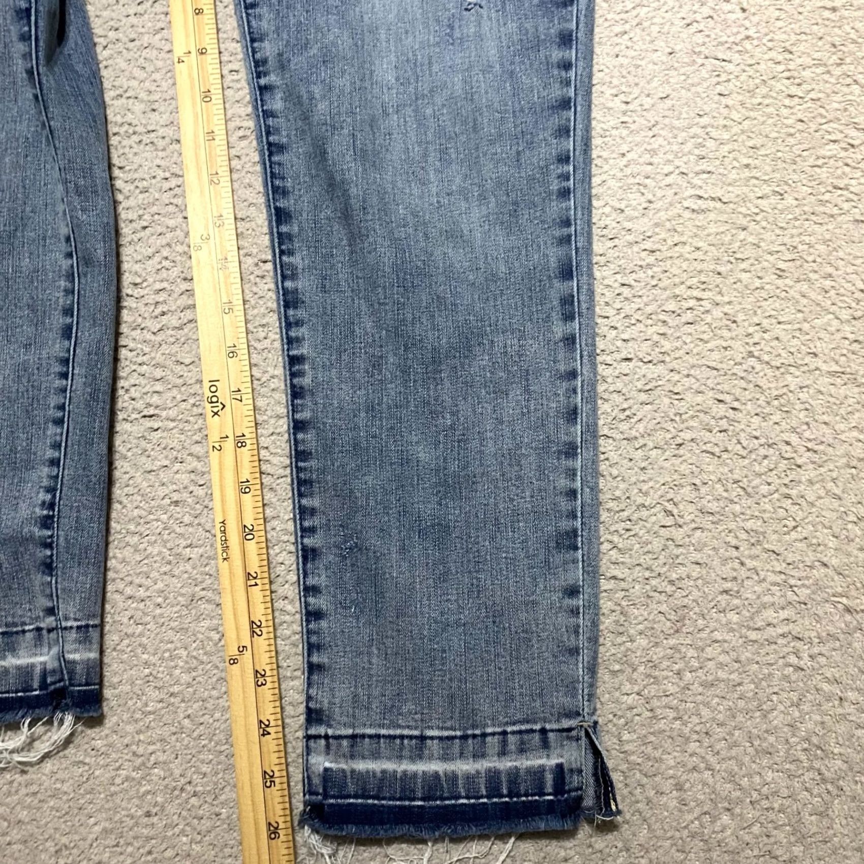 Vintage Wit & Wisdom Jeans Womens 8 Blue Denim Mid Rise Ankle Distressed Raw Hem City 90s Mens Womens Girls Size 30" / US 8 / IT 44 - 6 Thumbnail
