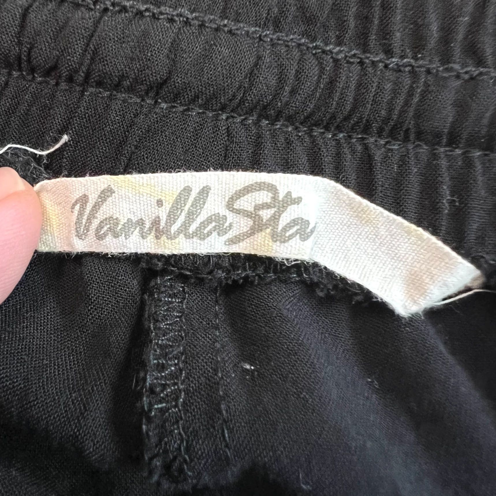 Vintage Vanilla Star Jogger Pants Womens XL Black Activewear Drawstring Elastic Waist Pockets 29" Inseam 100% Rayon Size 34" / US 12 / IT 48 - 6 Thumbnail
