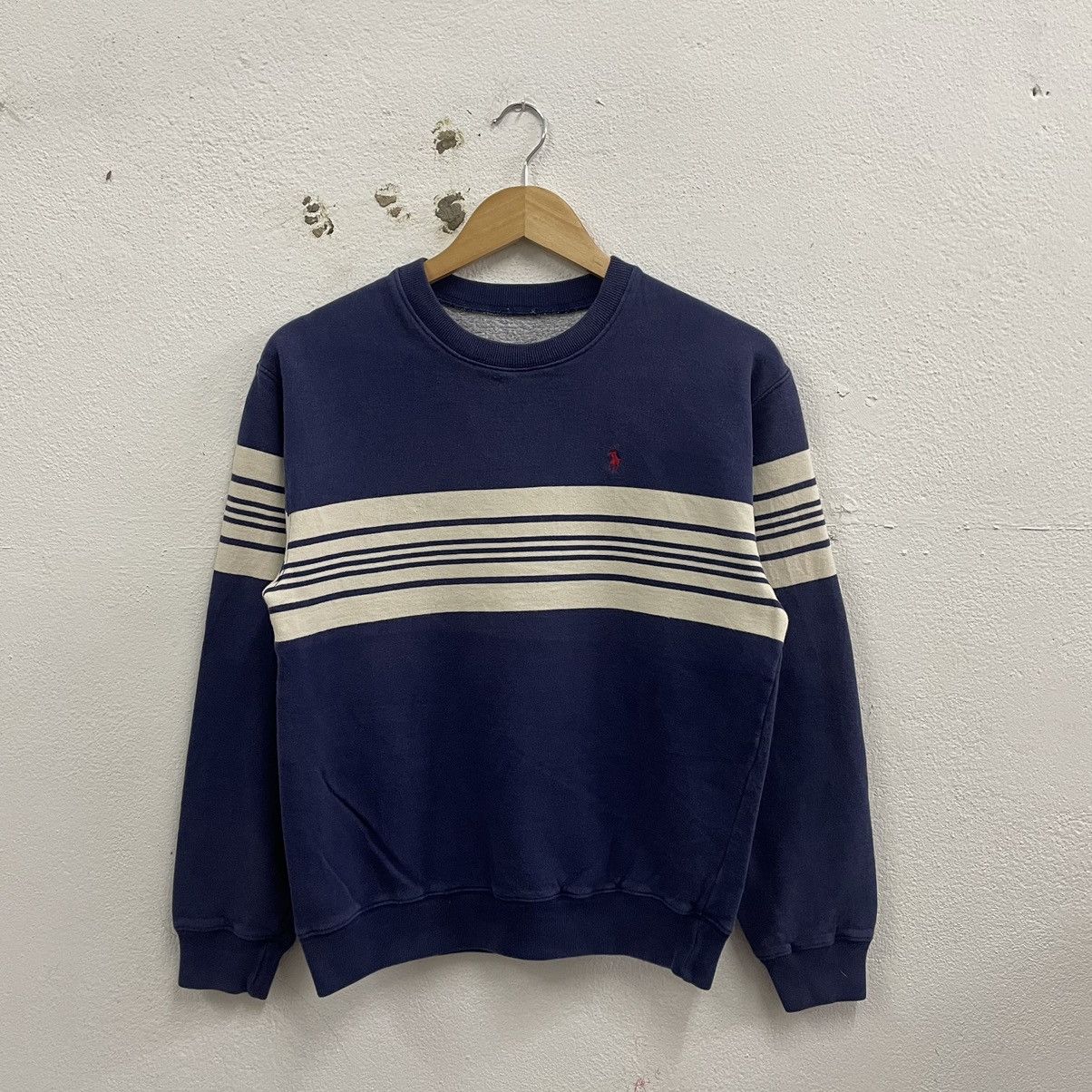 🔥Vintage Polo Ralph Lauren Small Pony Logo Stripe Sweatshirt