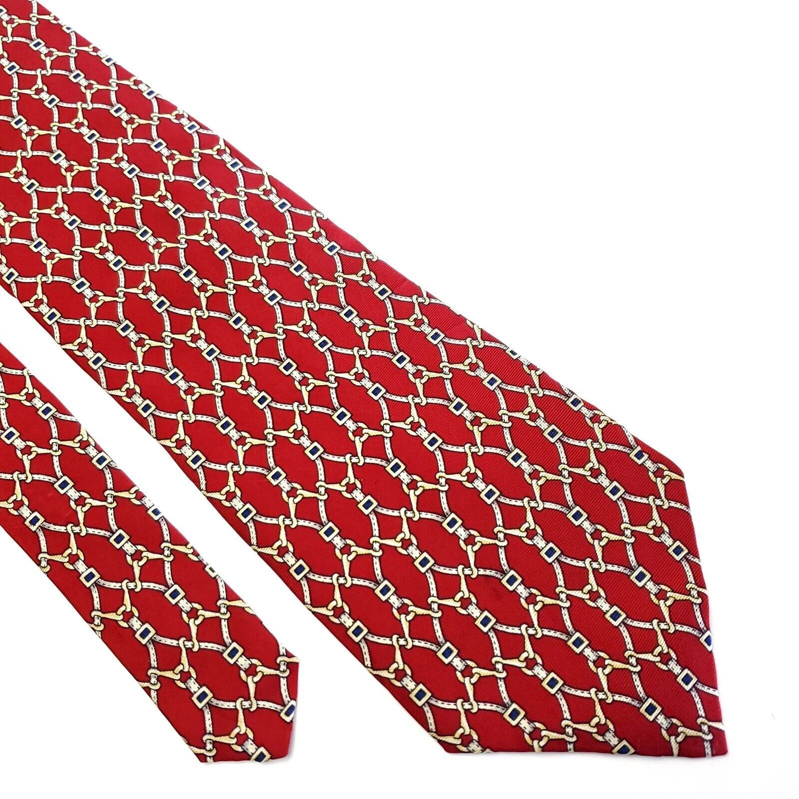 Van Heusen Van Heusen 417 Red Gold Chains Print Short Wide Silk Tie Size ONE SIZE - 1 Thumbnail