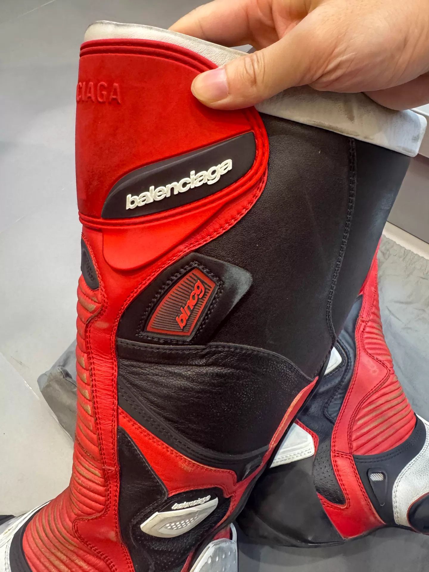 Balenciaga Balenciaga 23AW Biker Boots Black Red Midcalf Leather Size US 9 / EU 42 - 7 Thumbnail