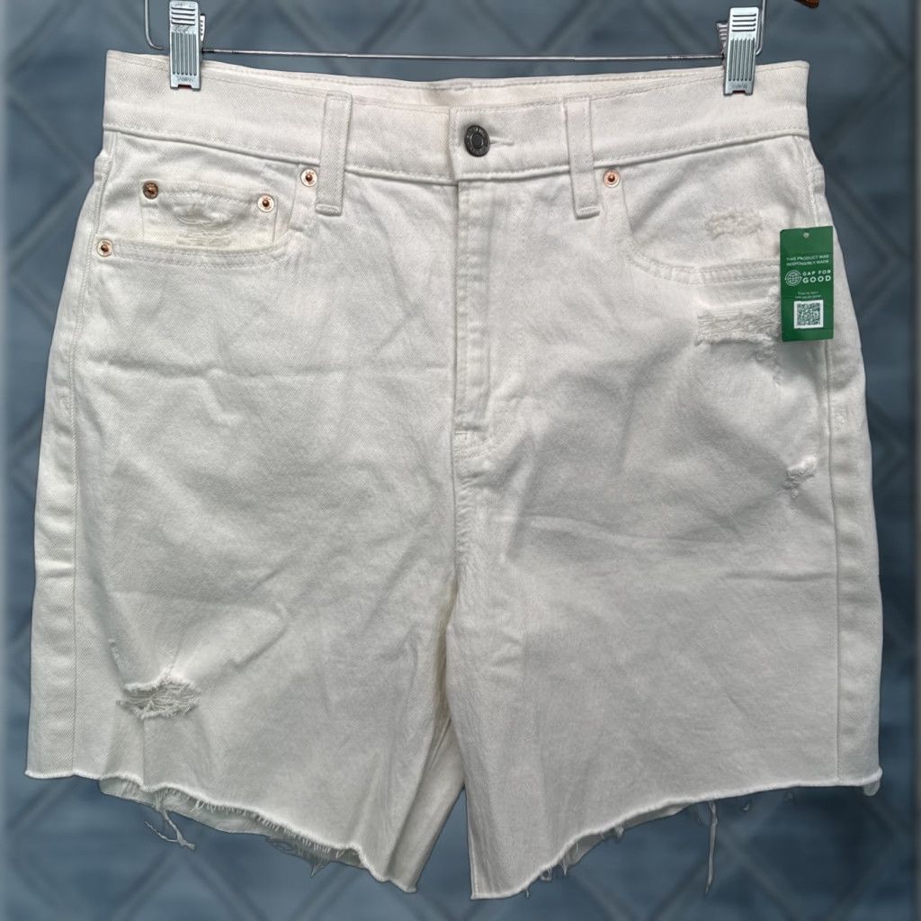 Gap Gap White Cheeky Midi Short High Rise Raw Hem 29 8 T 6" Inseam Bermuda Womens Tall NWT Size 29" - 1 Thumbnail