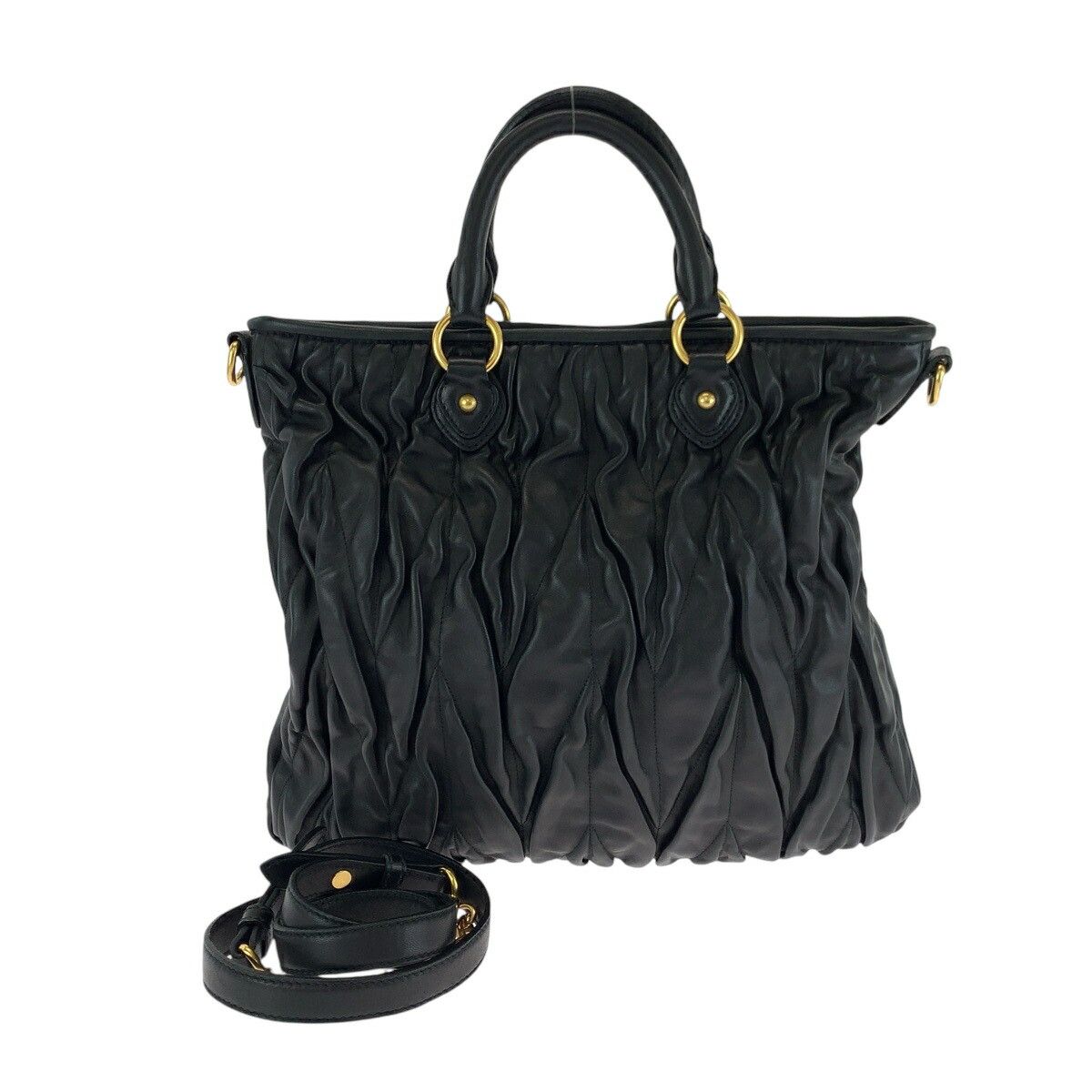 Miu Miu Miu Miu Matelassé Leather 2Way Bag Leather Shoulder Bag 501883 in Black, Women's