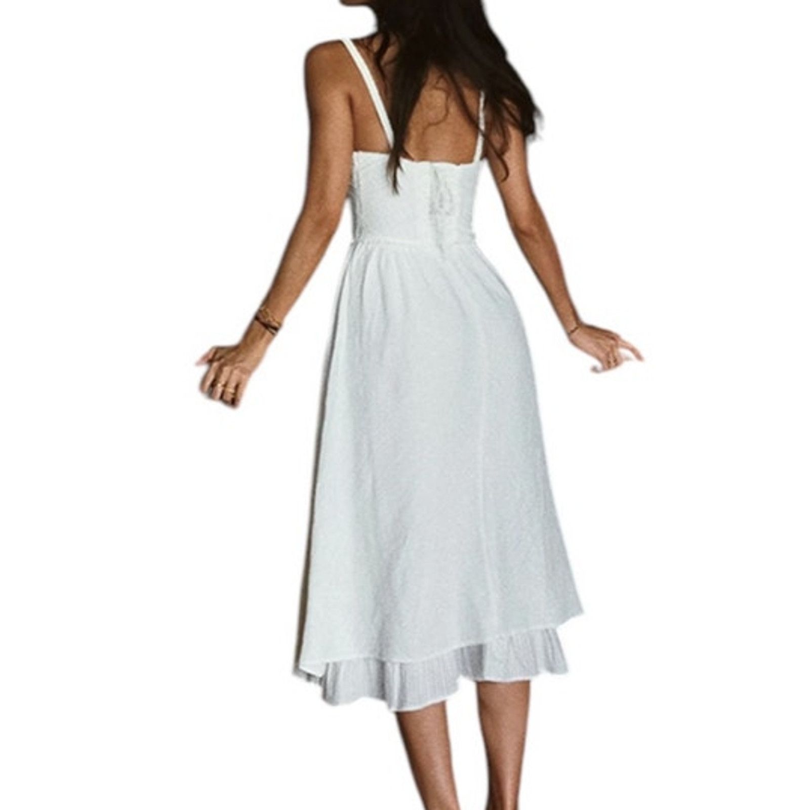 Other Commense Pink Ruffle Hem Cami Plain Sleeveless Midi Dress Size S / US 4 / IT 40 - 4 Thumbnail