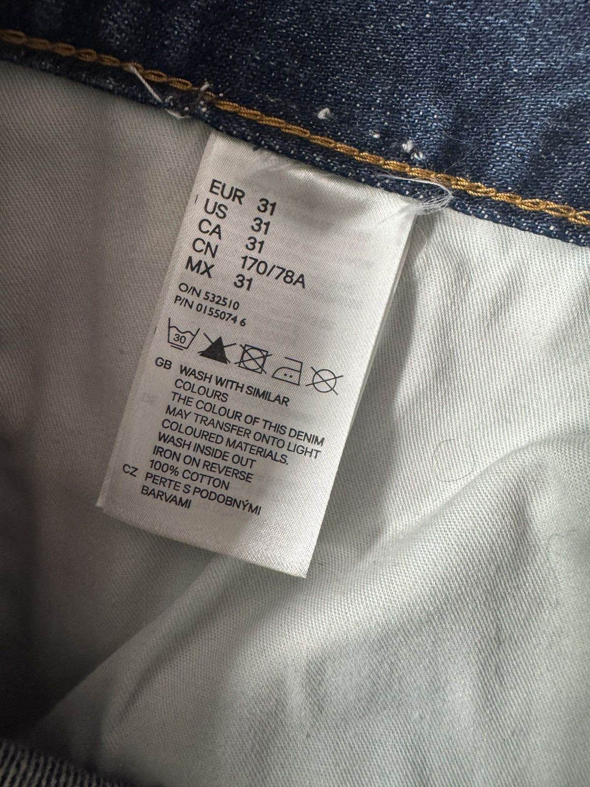 H&M × Maison Margiela Maison Martin Margiela X H&M Painted Slim Denim Jeans Size US 31 - 5 Thumbnail