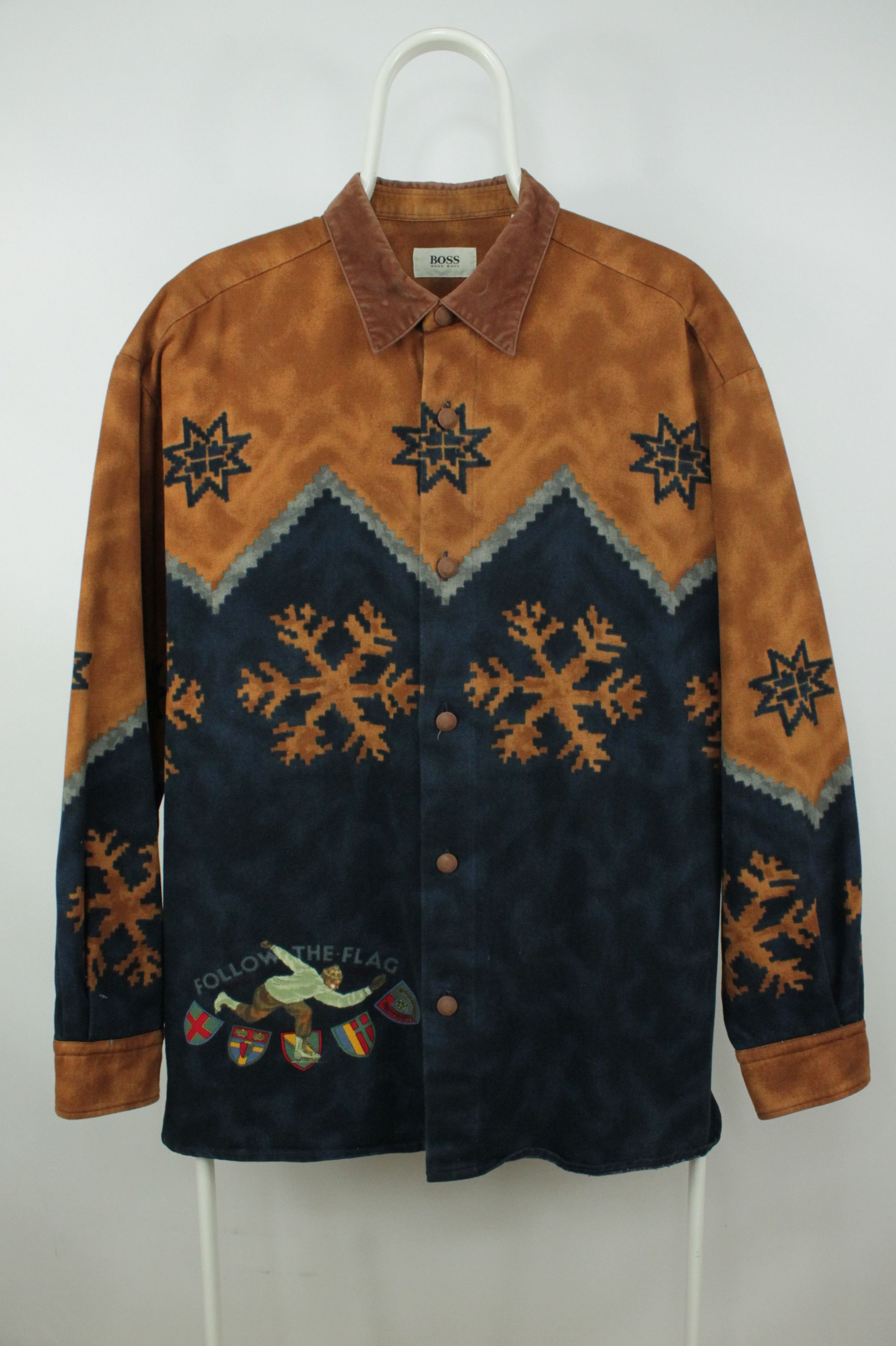 Hugo Boss RARE Vintage Hugo Boss Flannel Snowflake Pattern Shirt Size US XL / EU 56 / 4 - 1 Thumbnail