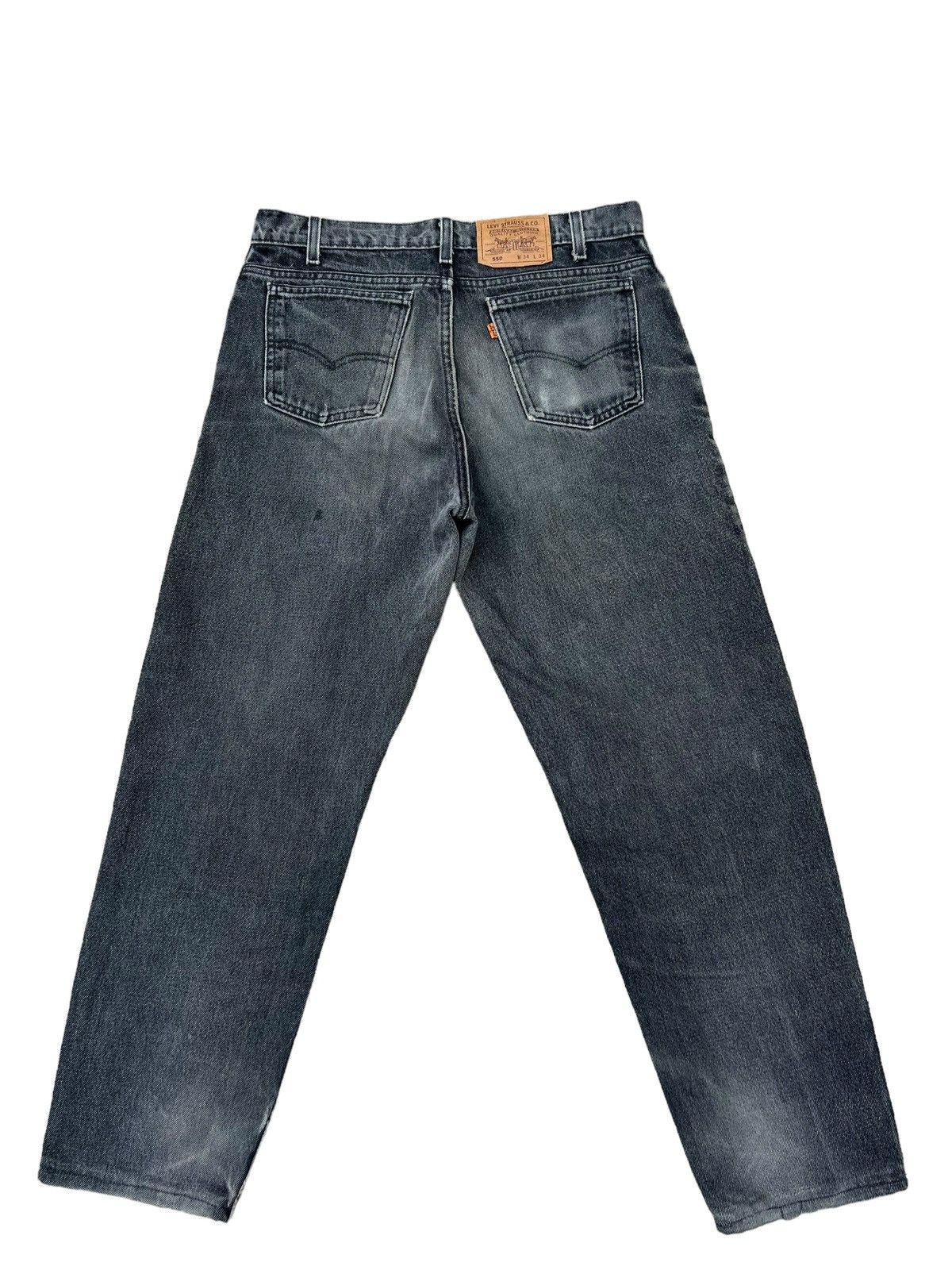 Levi's 1993 Levi’s 550 Orange Tab Sun Fade Black Denim Baggy Jeans Size US 34 / EU 50 - 2 Thumbnail