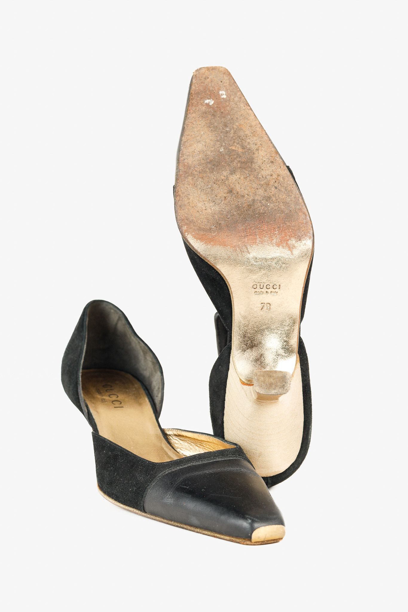 Gucci × Tom Ford Gucci Tom Ford Era Black-Suede Pointed Toe Kitten Heels Size US 7 / IT 37 - 4 Thumbnail