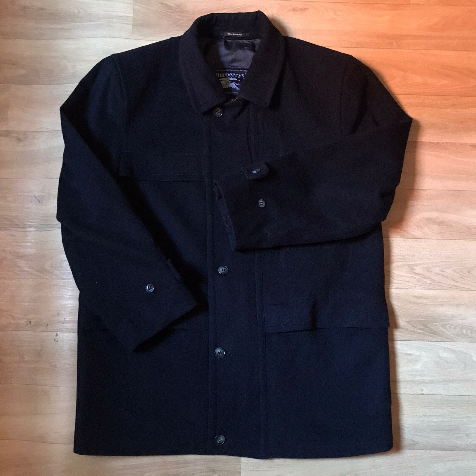 Burberry vintage burberry coat jacket wool overcoat men's blue navy Size US M / EU 48-50 / 2 - 2 Thumbnail