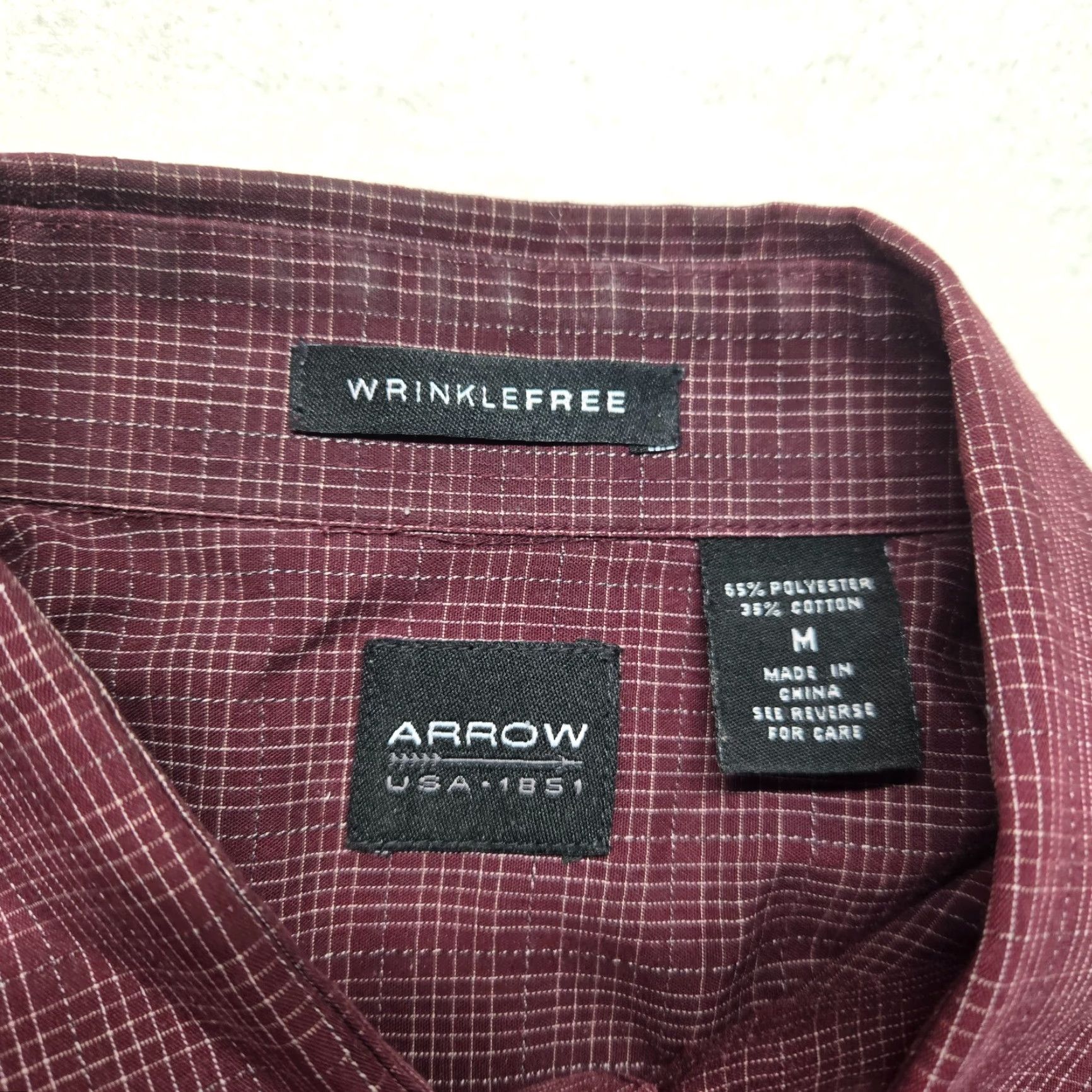Arrow Arrow Purple Check Checkered Button Up Short Sleeve Men's Size M Medium Size US 31 - 3 Thumbnail