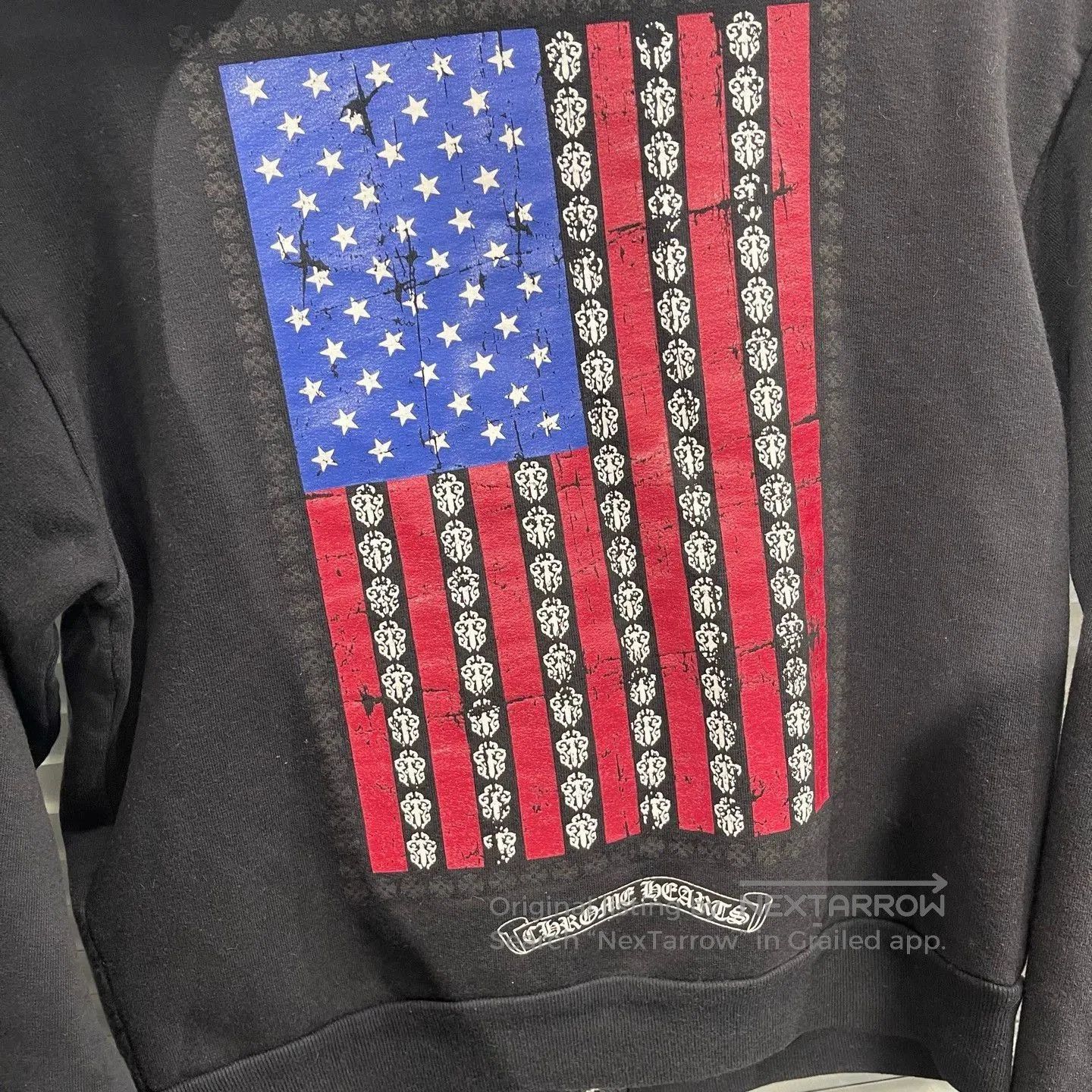 Chrome Hearts Cropped Hoodie with American Flag Graphic. Size US S / EU 44-46 / 1 - 6 Thumbnail