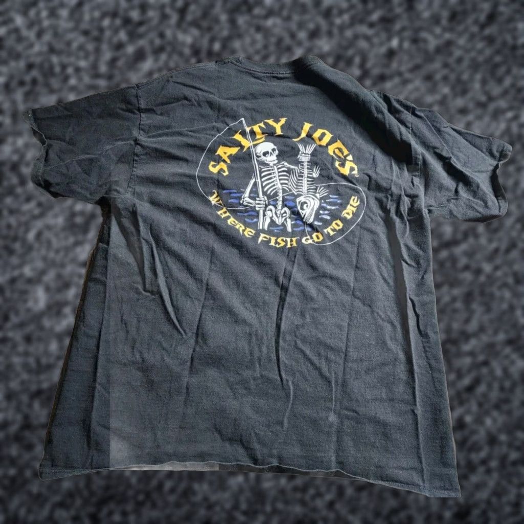 Doublet Salty Joe's Double Sided T Shirt Mens XL Black "Where Fish Go To Die" Cotton Graphic Tee Size US XL / EU 56 / 4 - 1 Thumbnail