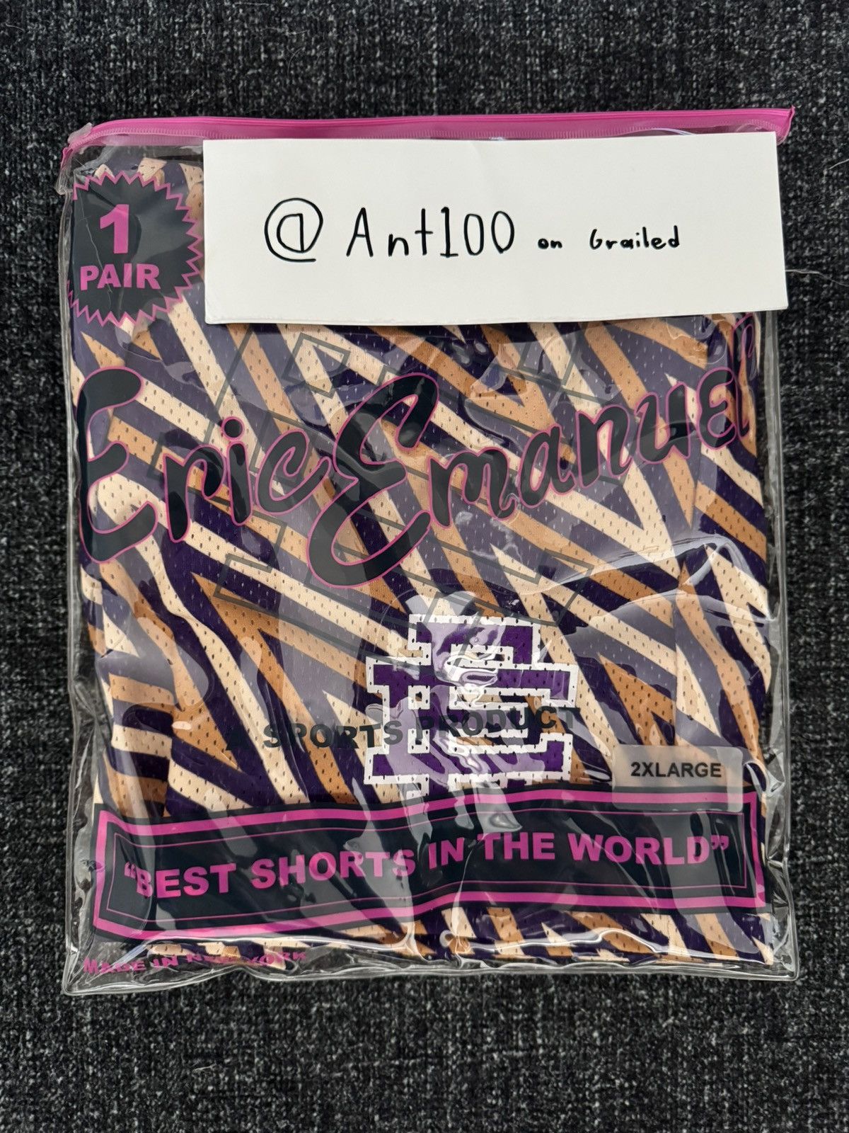 Eric Emanuel Eric Emanuel Zig-Zag Basic Basketball Short Purple/Tan PB&J Size US 38 / EU 54 - 4 Thumbnail