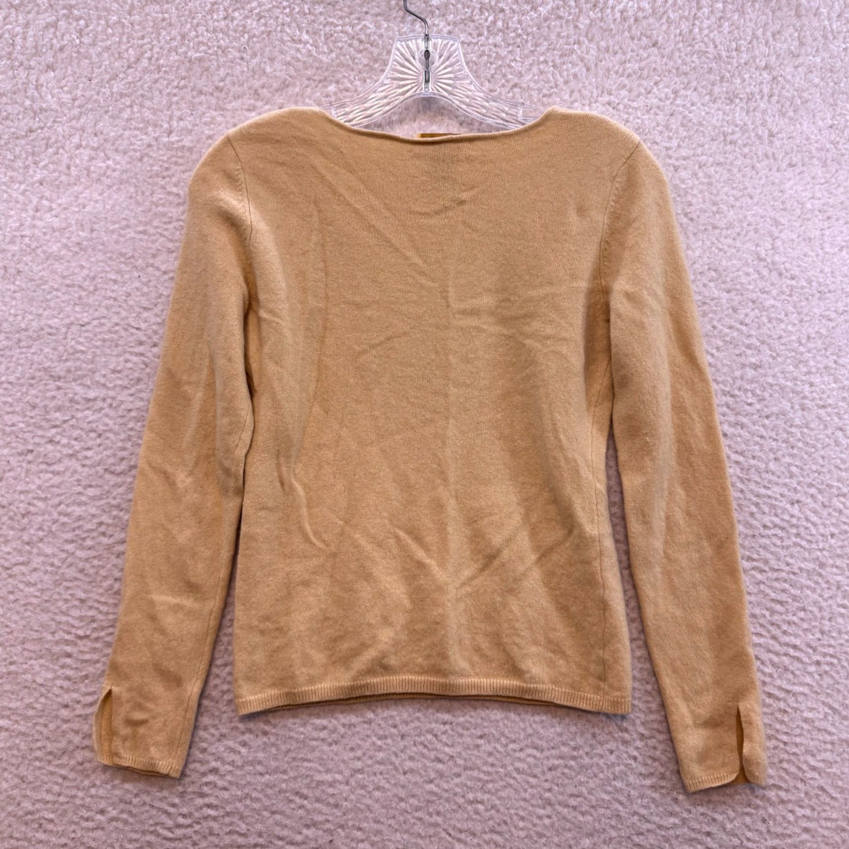 Vintage VINTAGE Peck & Peck Cashmere Sweater Top Yellow 2 Ply V-Neck Women's M/S Small Medium Regular 100% Cashmere Size S / US 4 / IT 40 - 2 Thumbnail
