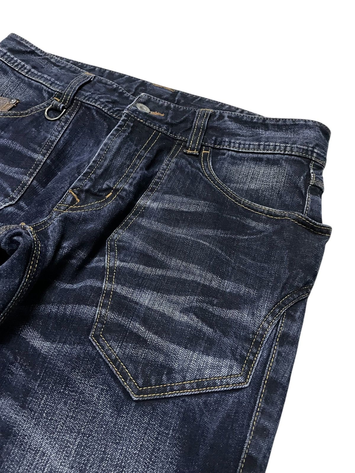 HIDEAWAYS × If Six Was Nine × Le Grande Bleu (L.G.B.) Hideaways Japan Leather Trimmed Pocket Whiskers Flare Jeans Size US 32 / EU 48 - 7 Thumbnail